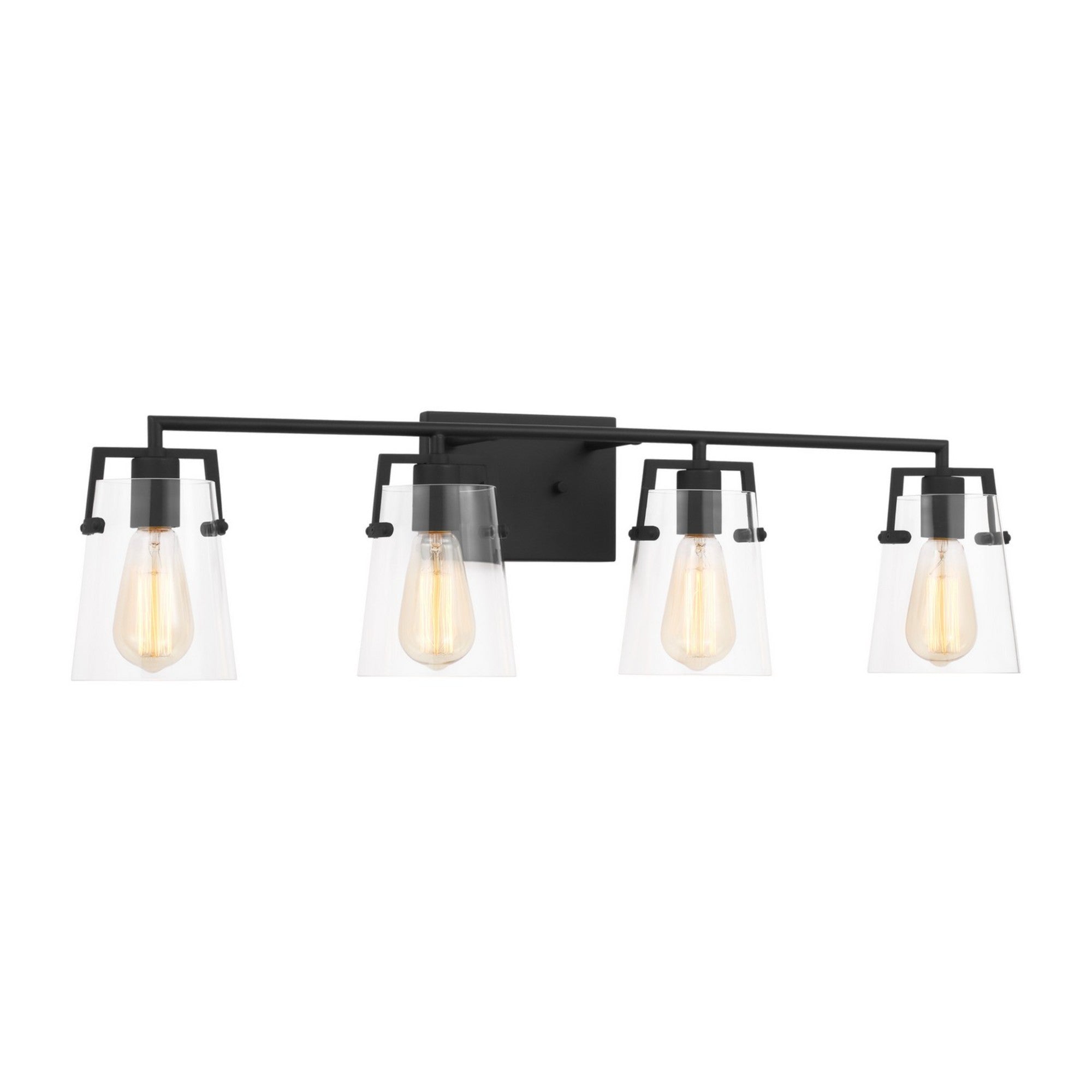 Crofton 33" 4-Light Bathroom Vanity, Midnight Black Finish with Clear Glass - Bees Lighting