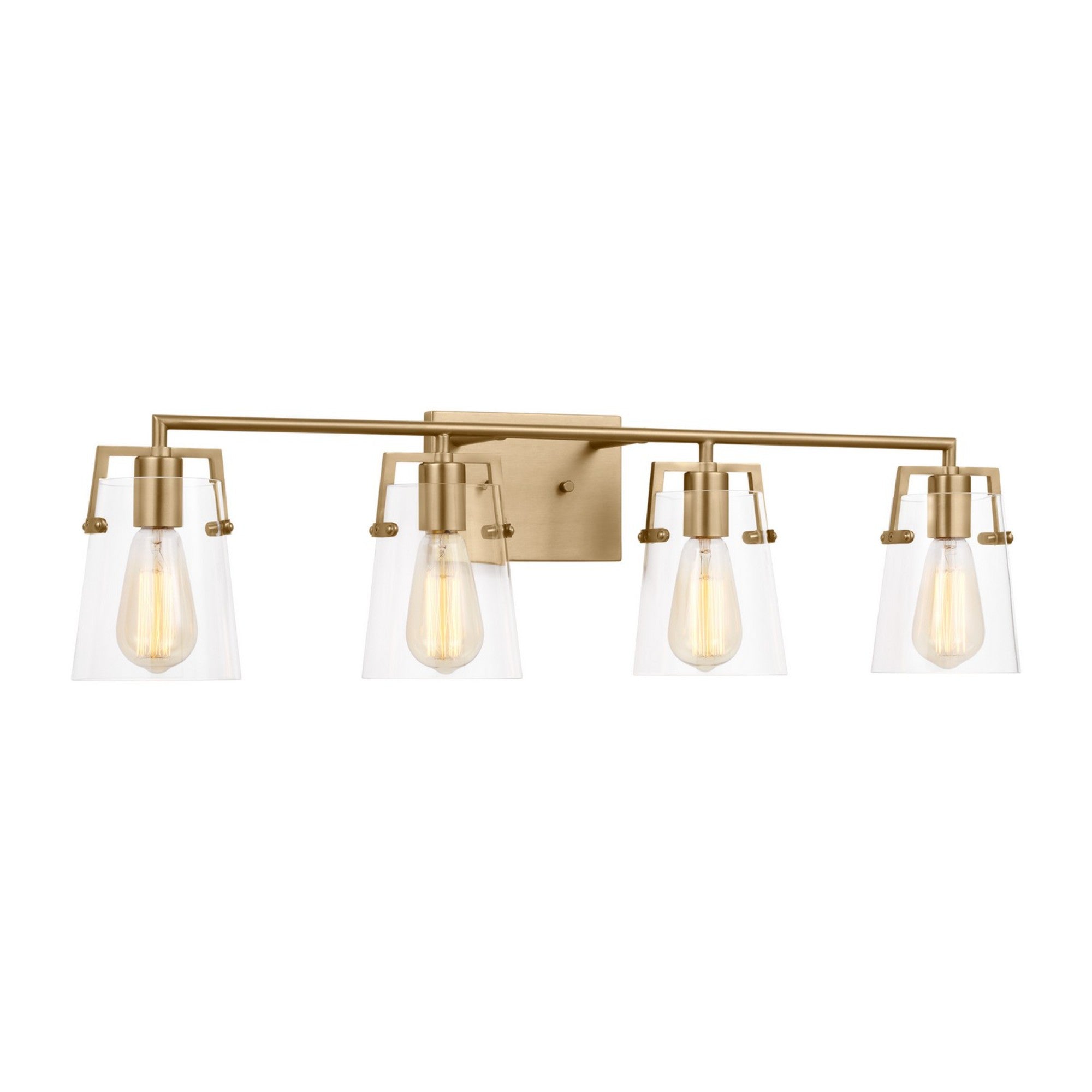 Crofton 33" 4-Light Bathroom Vanity, Satin Brass Finish with Clear Glass - Bees Lighting