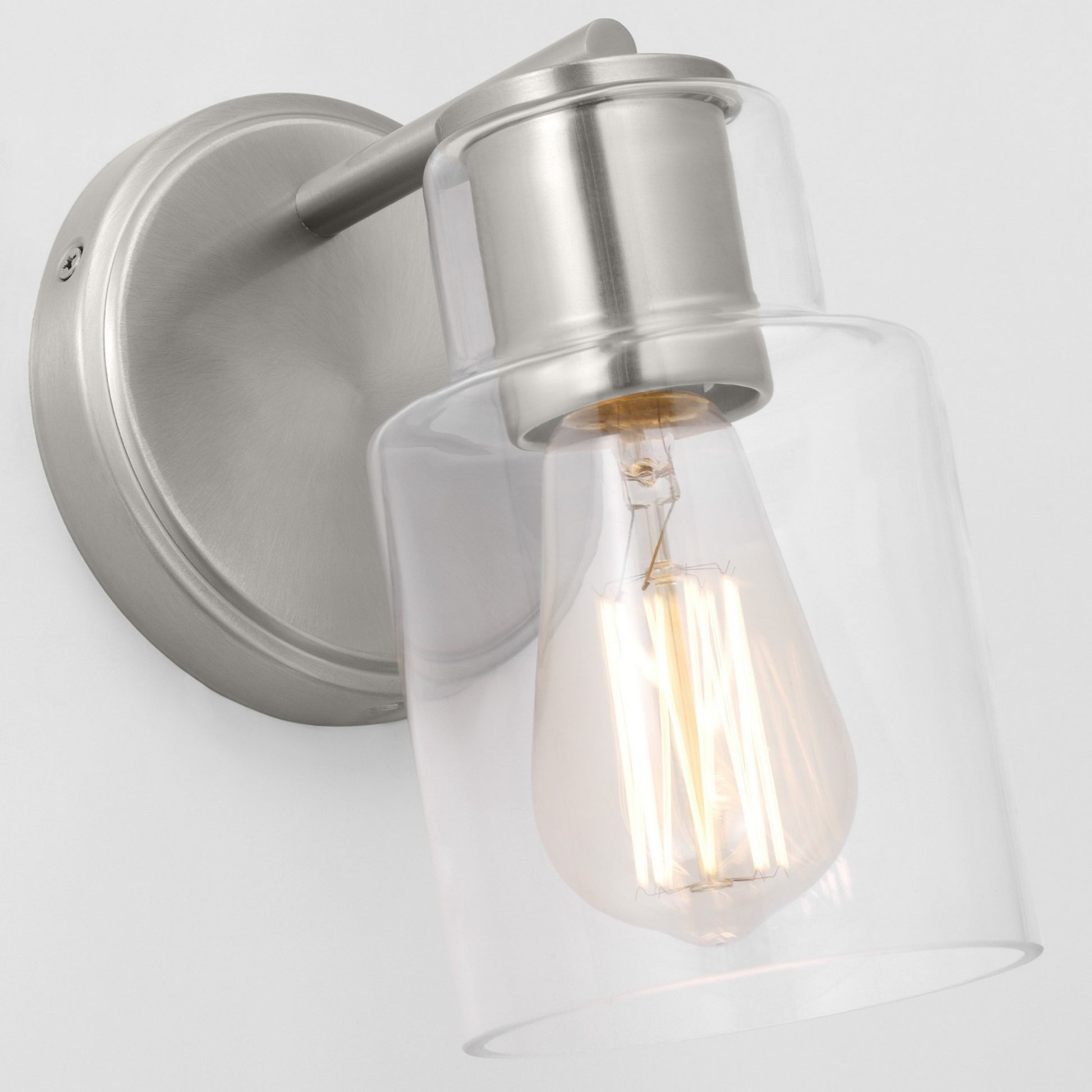 Sayward 8" Small Bath Sconce, Brushed Steel Finish - Bees Lighting