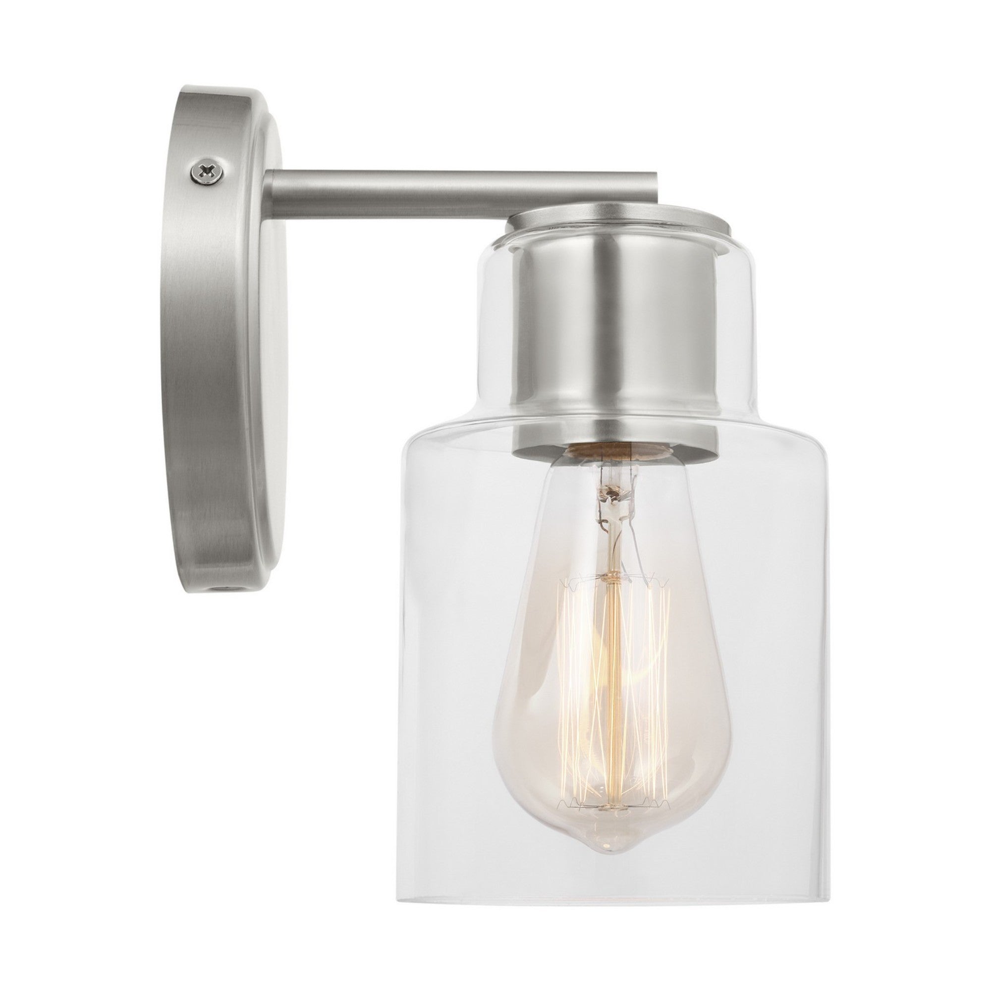 Sayward 8" Small Bath Sconce, Brushed Steel Finish - Bees Lighting