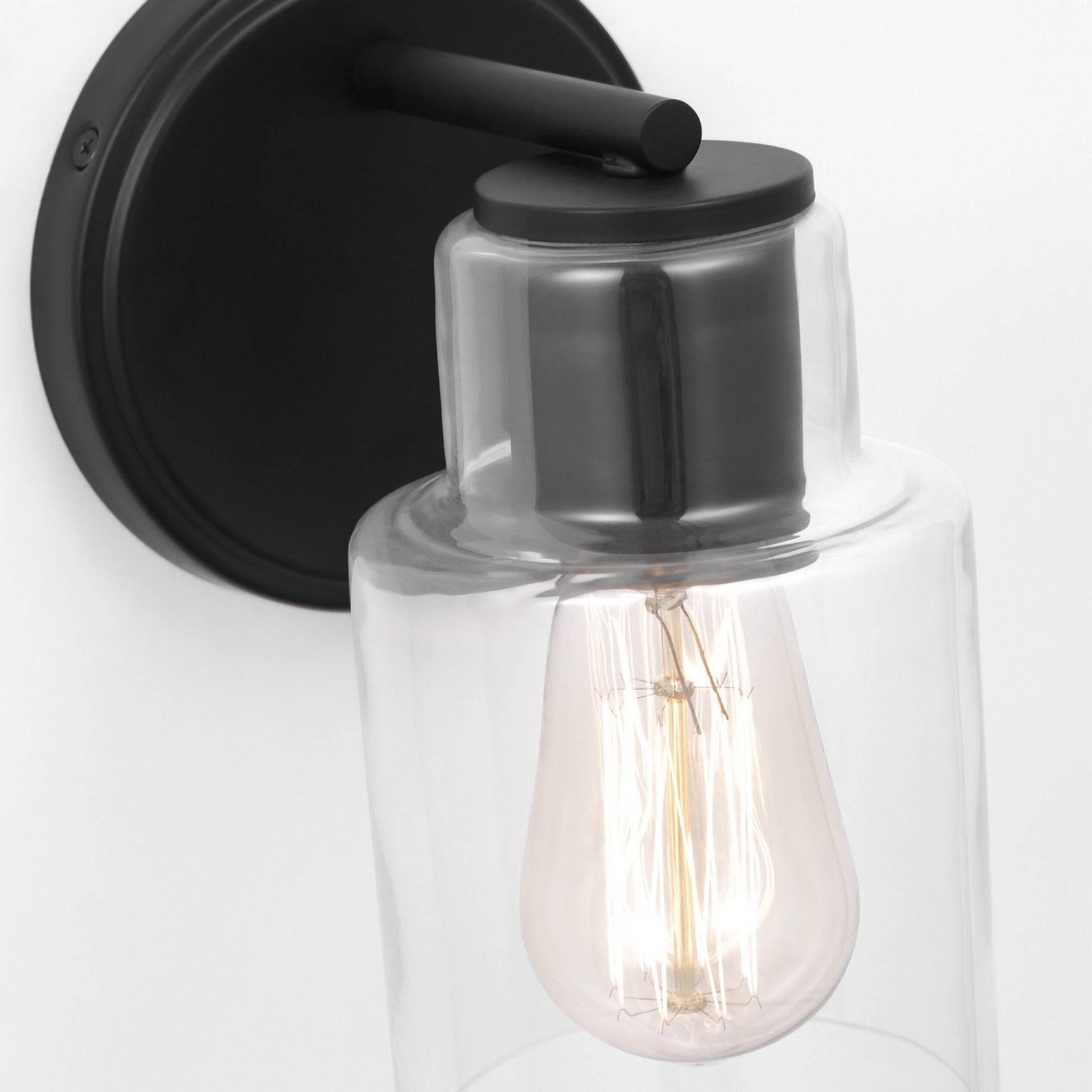 Sayward 8" Small Bath Sconce, Midnight Black Finish - Bees Lighting