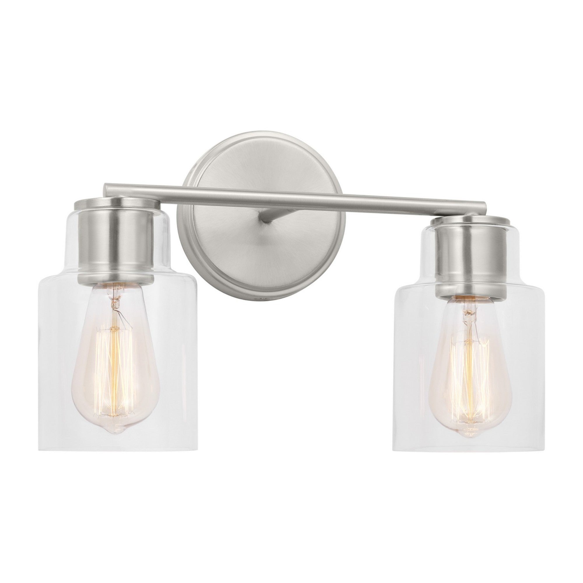 Sayward 14" 2-Light Bathroom Vanity, Brushed Steel Finish - Bees Lighting