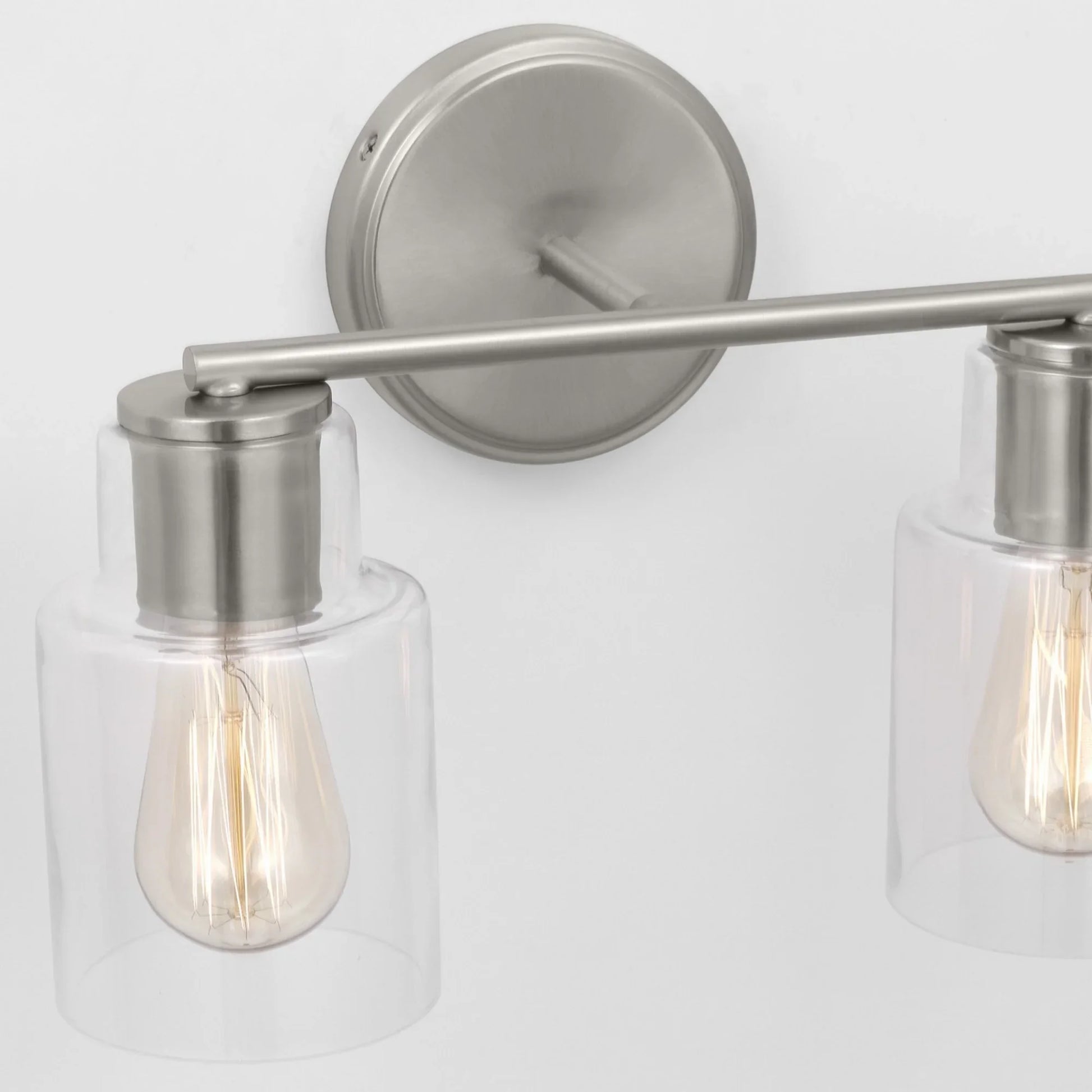 Sayward 14" 2-Light Bathroom Vanity, Brushed Steel Finish - Bees Lighting