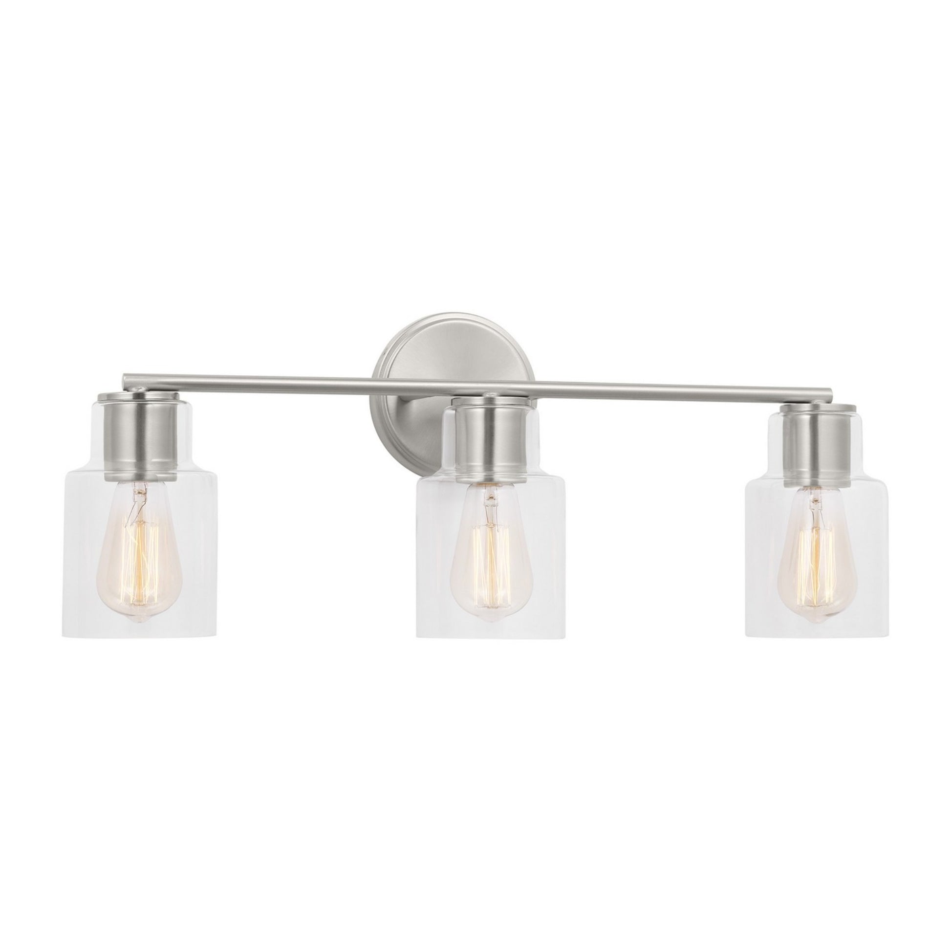 Sayward 24" 3-Light Bathroom Vanity, Brushed Steel Finish - Bees Lighting