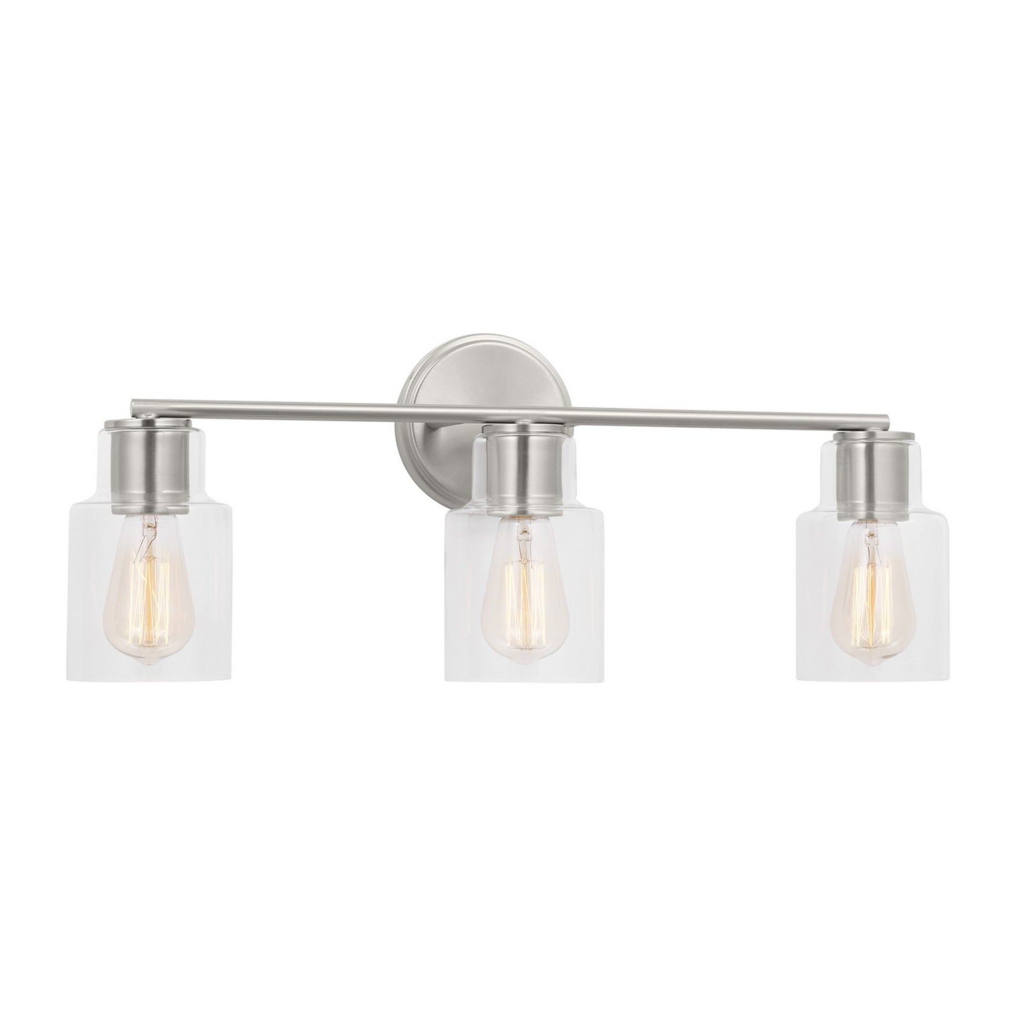 Sayward 24" 3-Light Bathroom Vanity, Brushed Steel Finish - Bees Lighting
