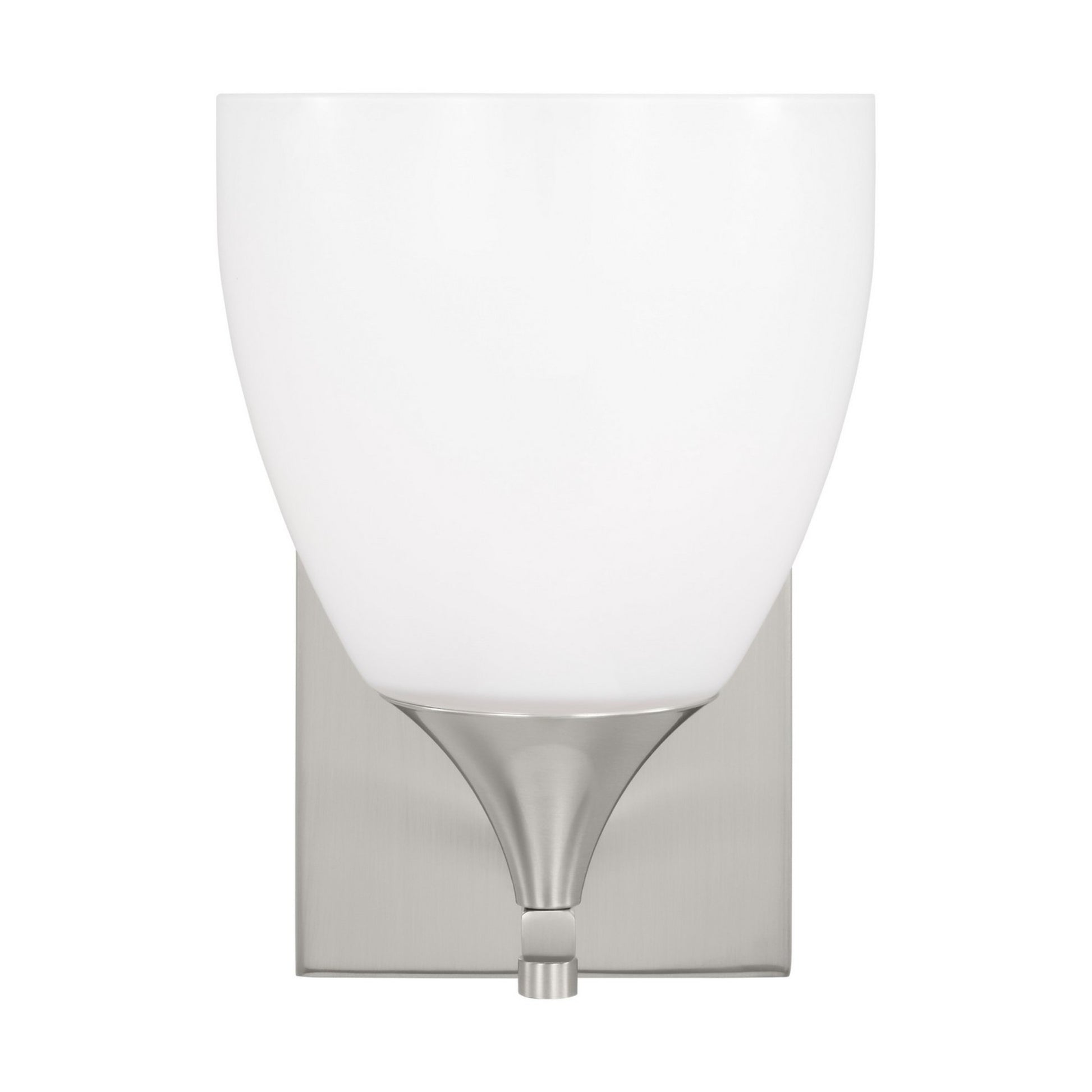 Toffino 9" Bath Sconce, Brushed Steel Finish with Milk Glass - Bees Lighting