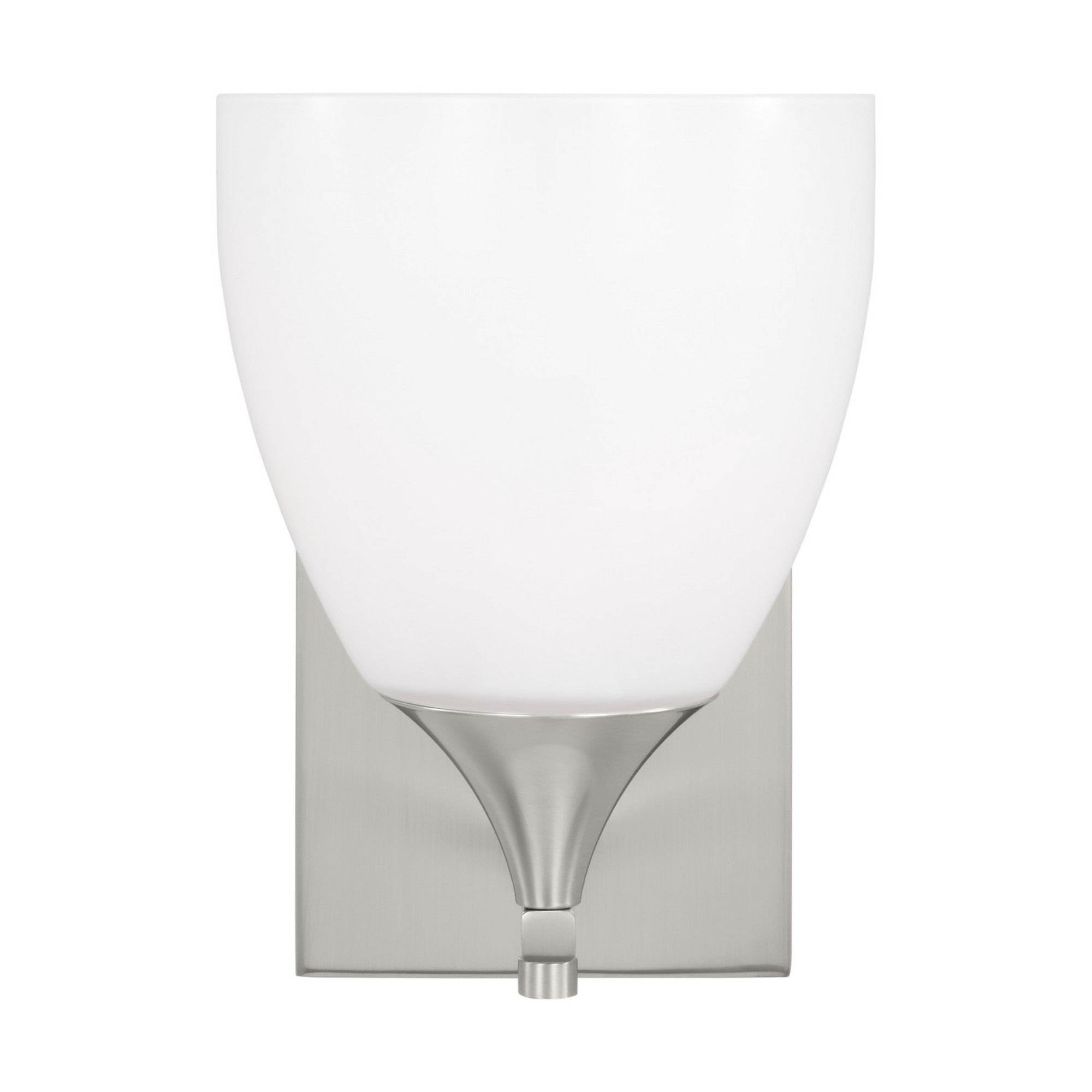 Toffino 9" Bath Sconce, Brushed Steel Finish with Milk Glass - Bees Lighting