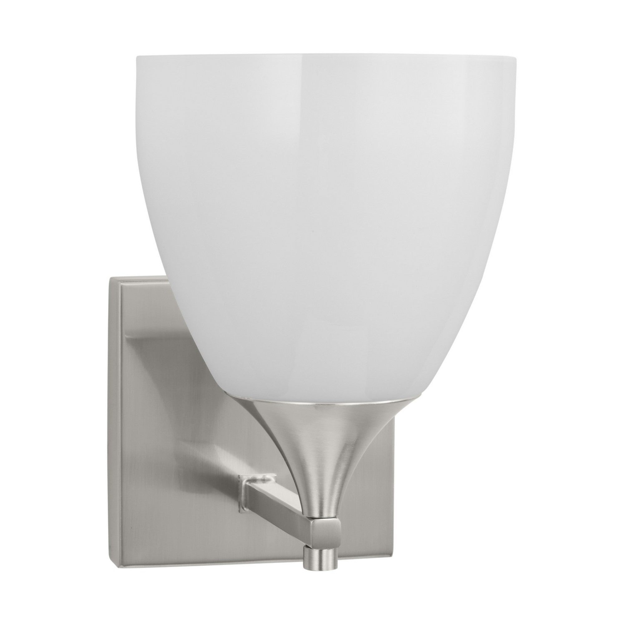 Toffino 9" Bath Sconce, Brushed Steel Finish with Milk Glass - Bees Lighting
