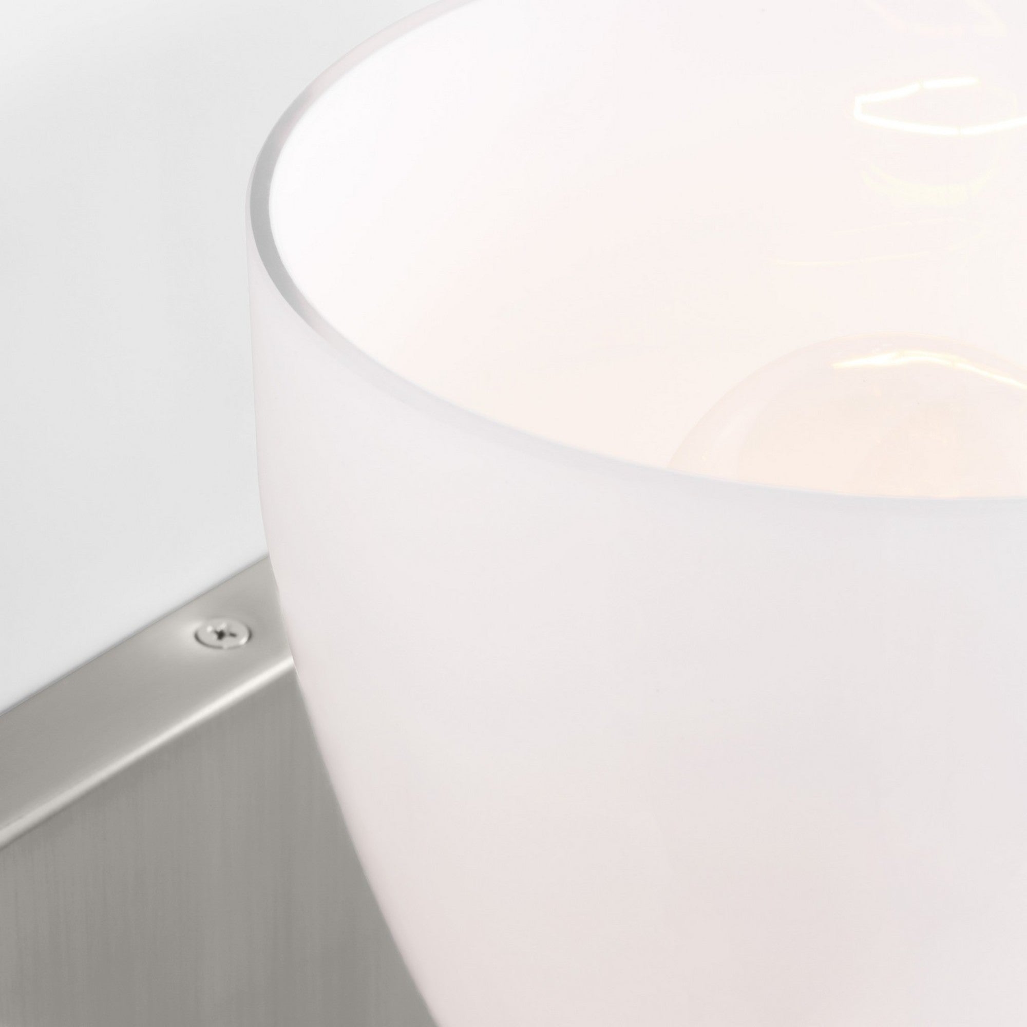 Toffino 9" Bath Sconce, Brushed Steel Finish with Milk Glass - Bees Lighting