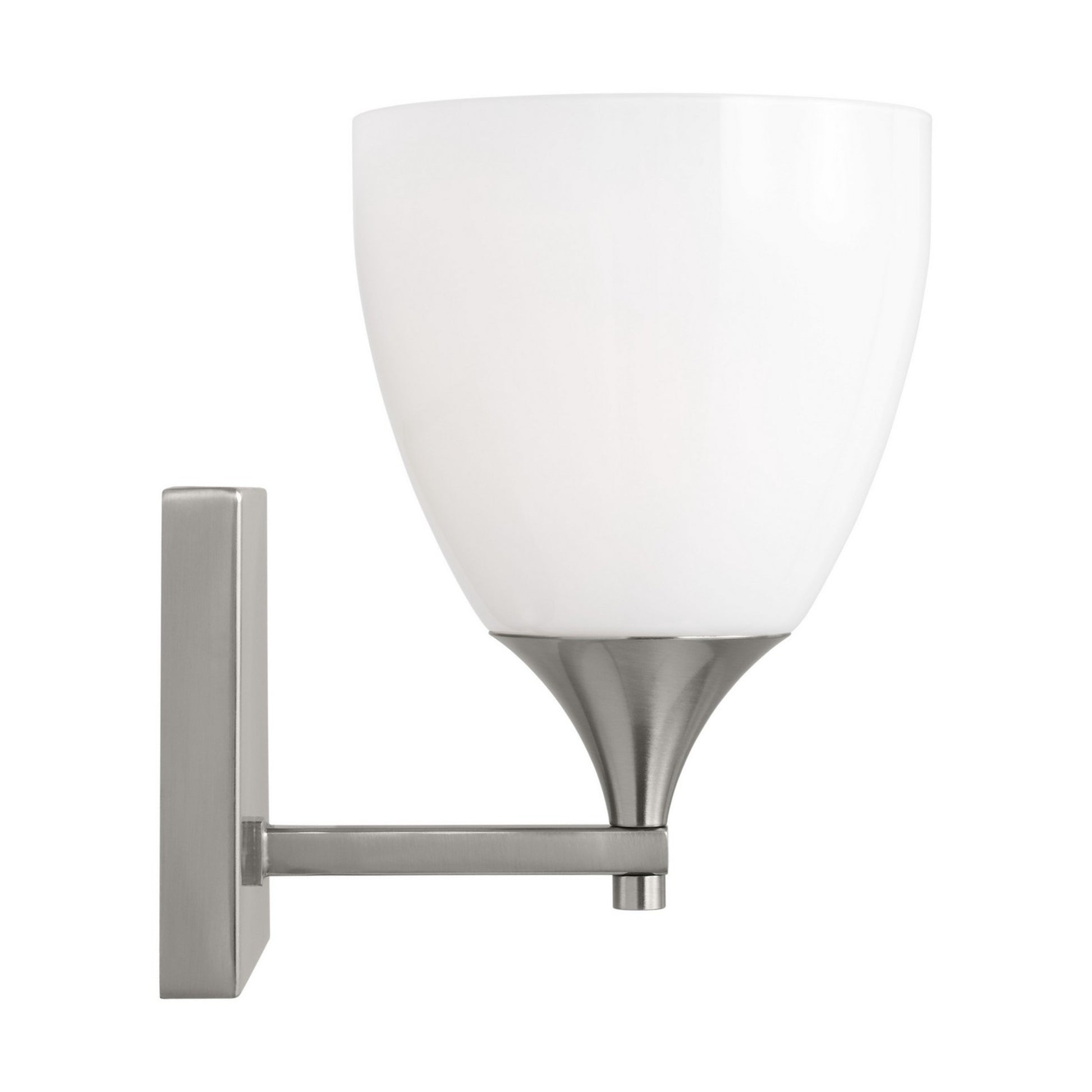 Toffino 9" Bath Sconce, Brushed Steel Finish with Milk Glass - Bees Lighting