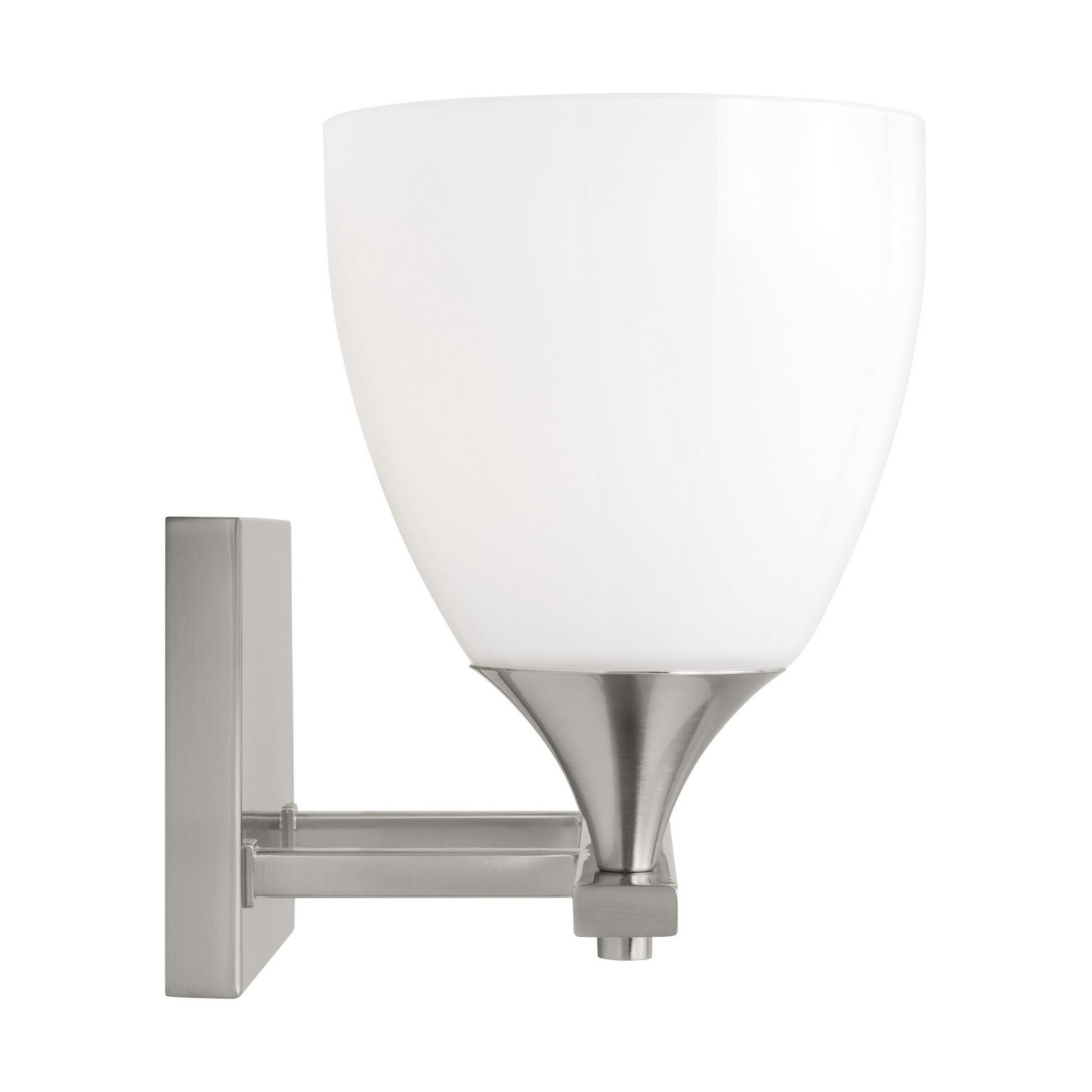 Toffino 16" 2-Light Bathroom Vanity, Brushed Steel Finish with Milk Glass - Bees Lighting