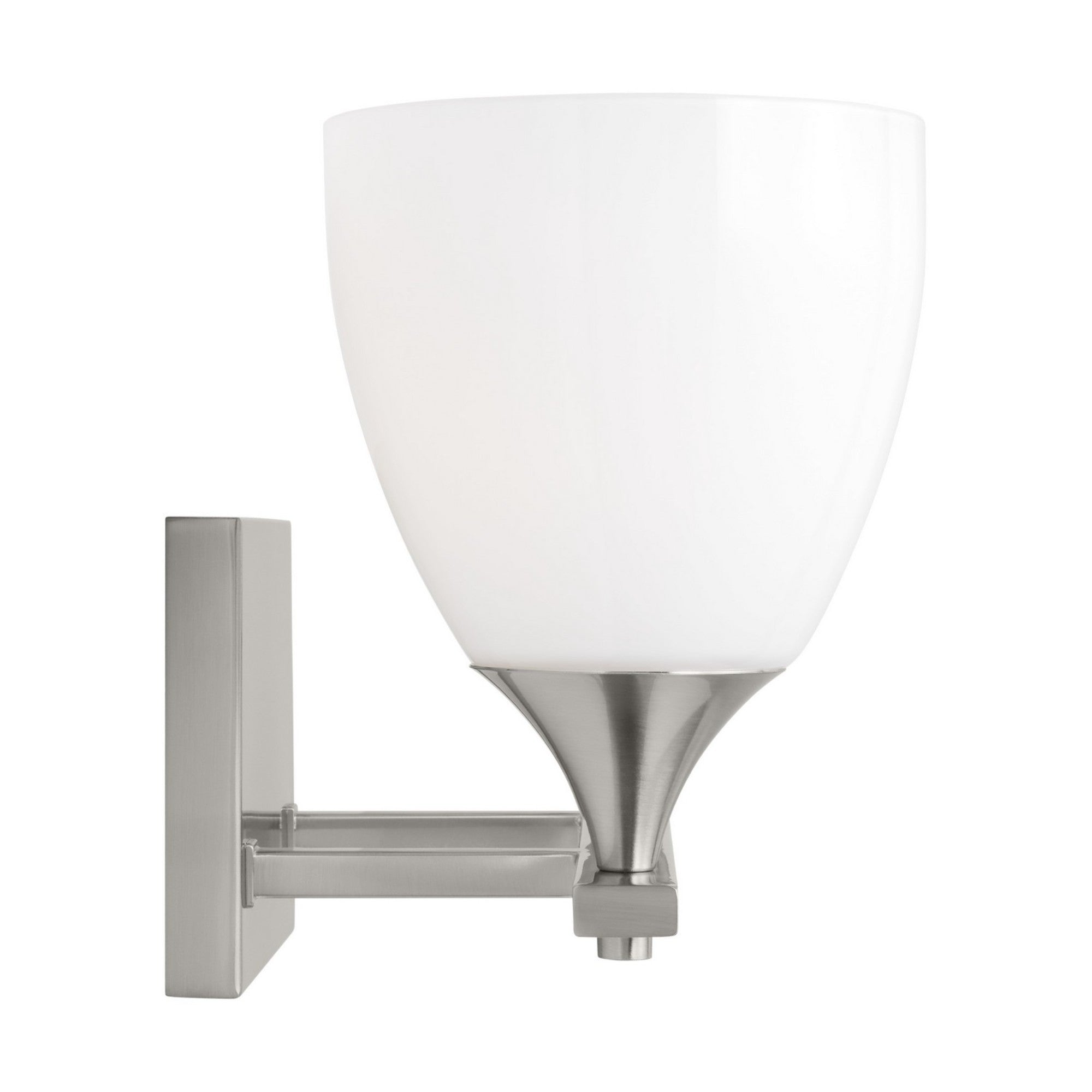 Toffino 16" 2-Light Bathroom Vanity, Brushed Steel Finish with Milk Glass - Bees Lighting