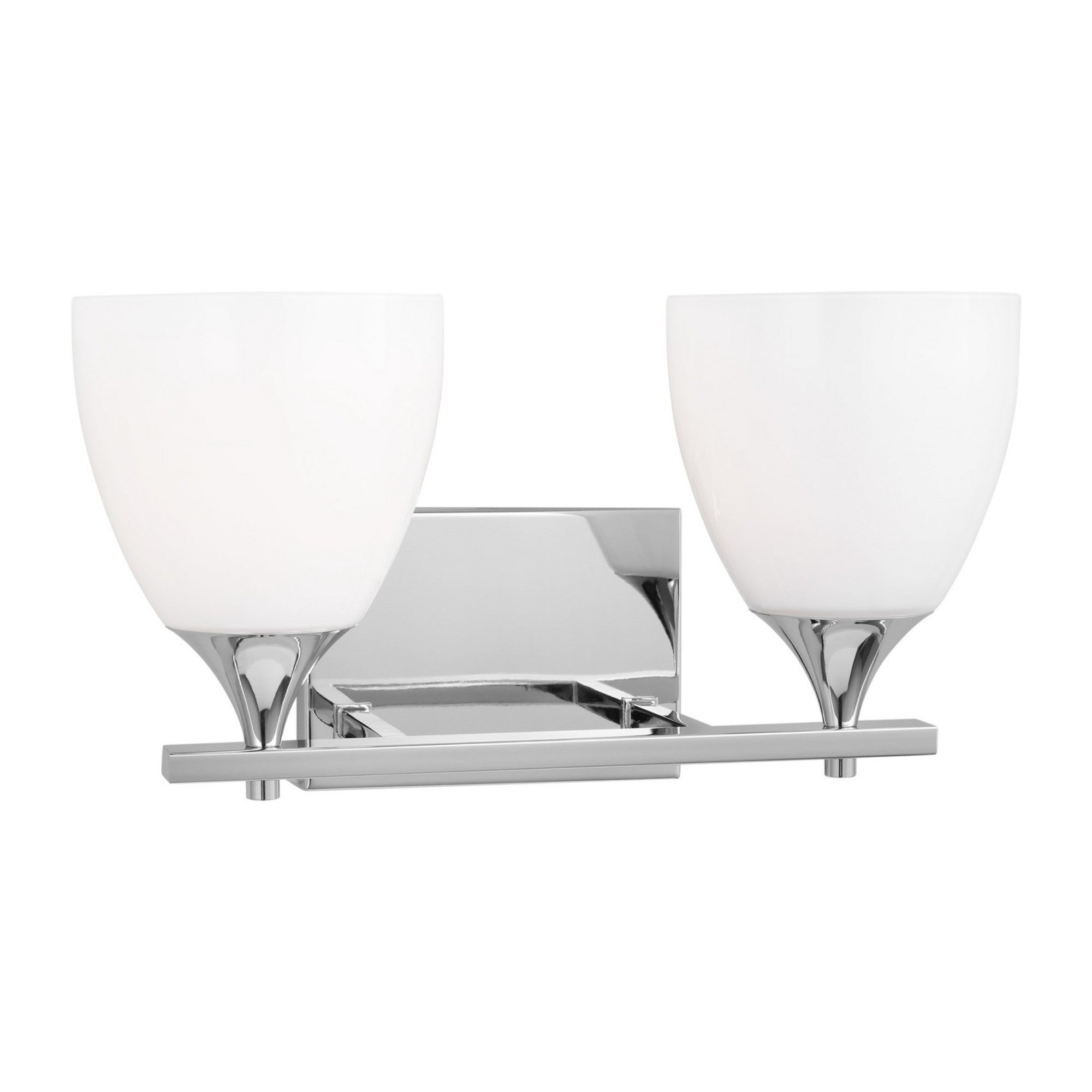 Toffino 16" 2-Light Bathroom Vanity, Chrome Finish with Milk Glass