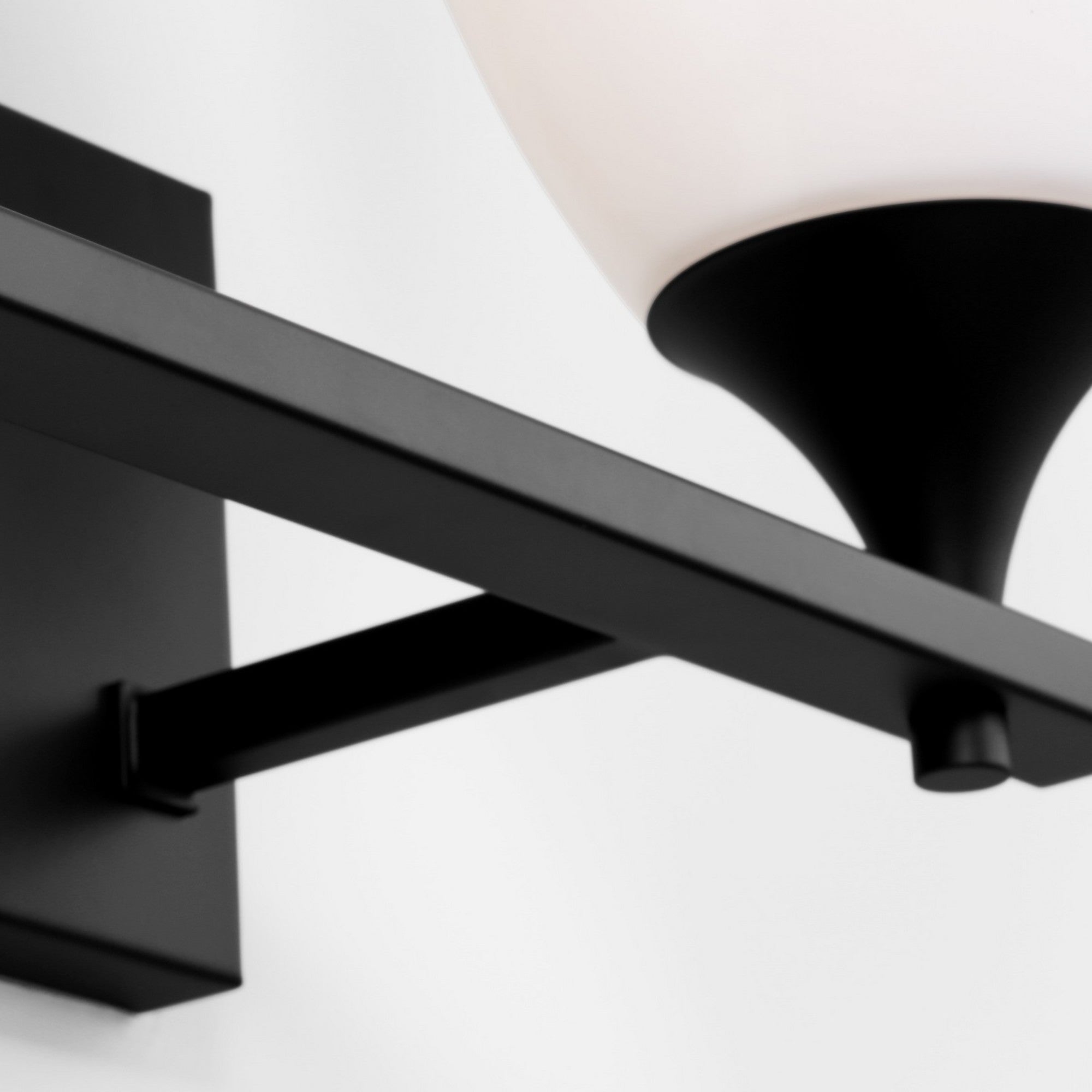 Toffino 16" 2-Light Bathroom Vanity, Midnight Black Finish with Milk Glass - Bees Lighting