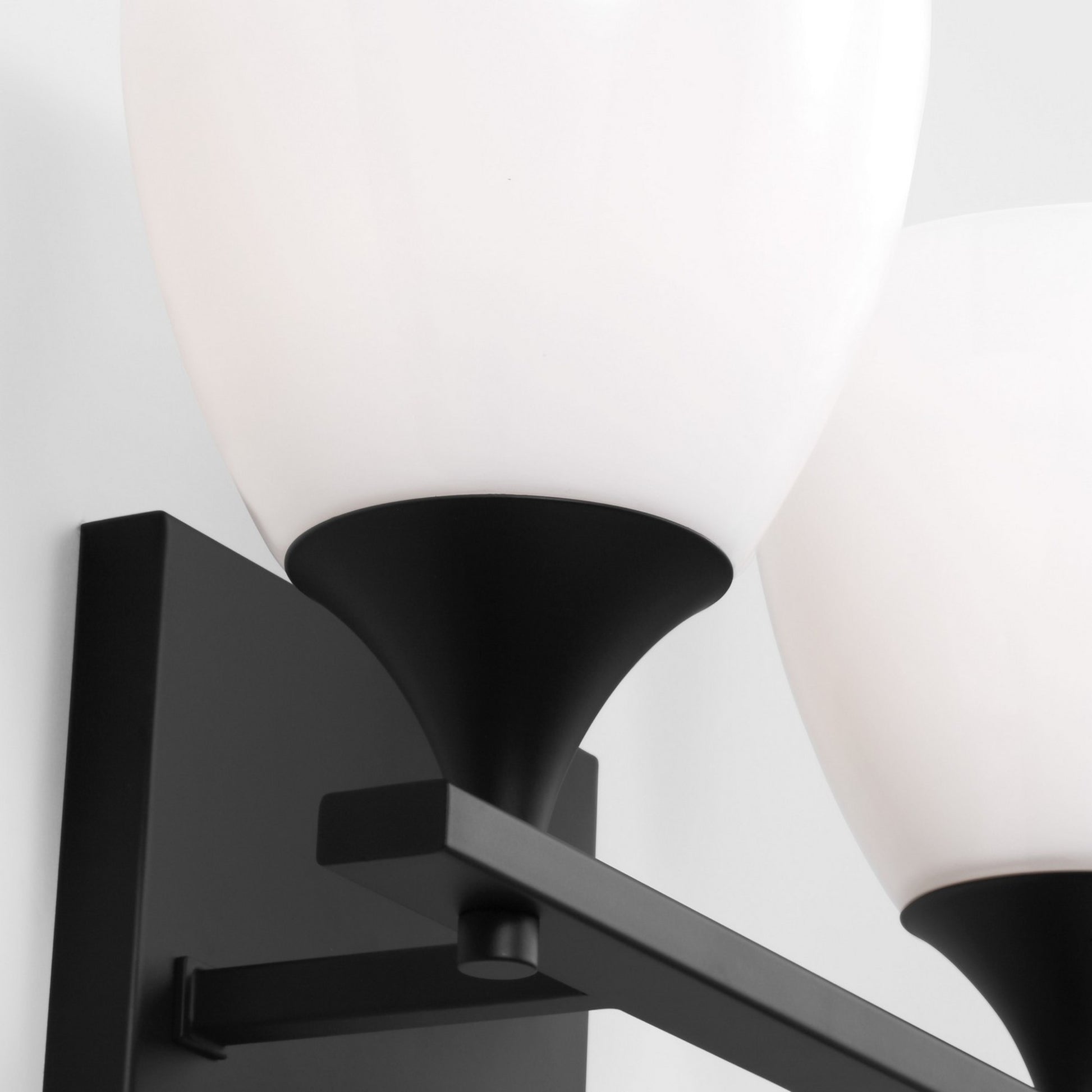 Toffino 16" 2-Light Bathroom Vanity, Midnight Black Finish with Milk Glass - Bees Lighting