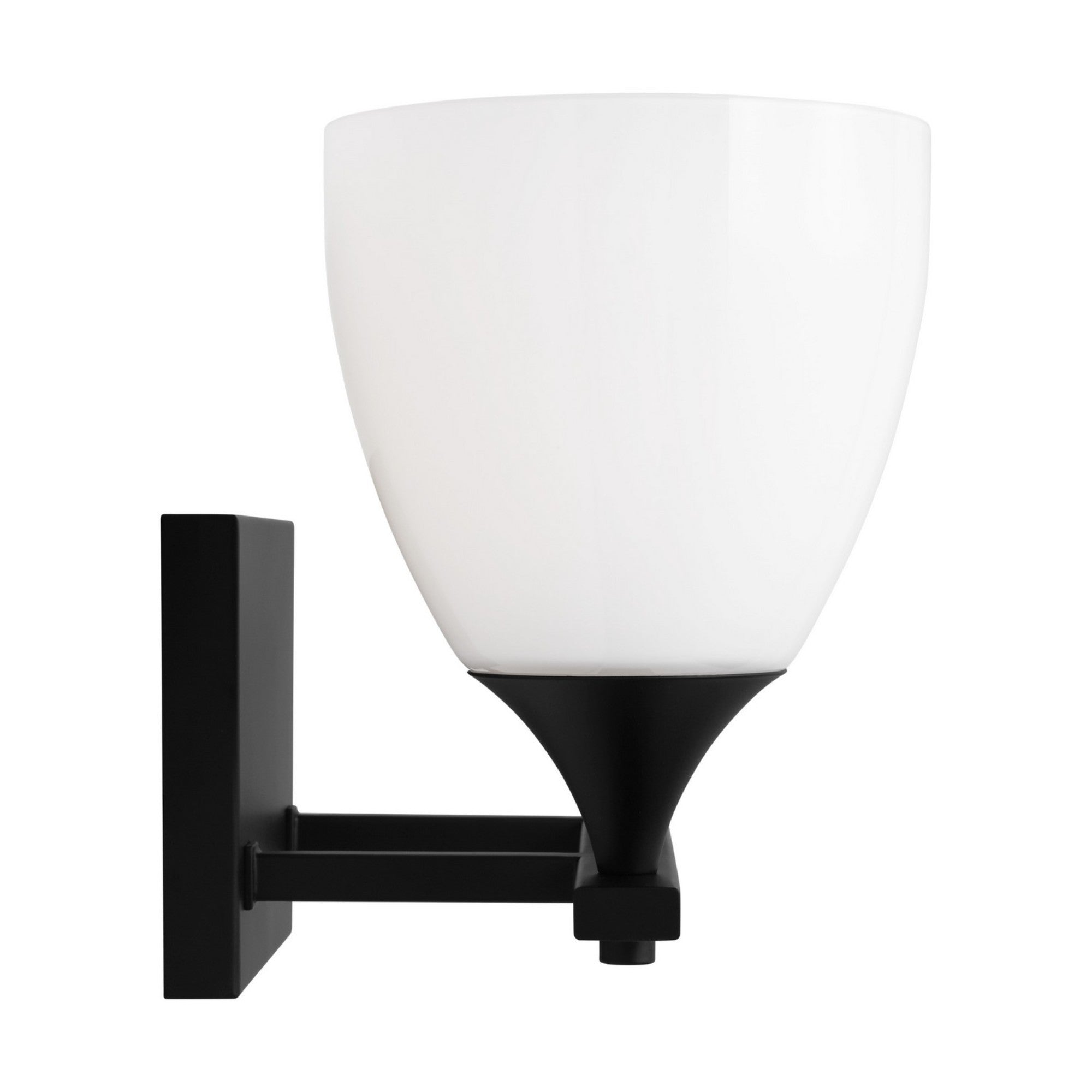 Toffino 16" 2-Light Bathroom Vanity, Midnight Black Finish with Milk Glass - Bees Lighting