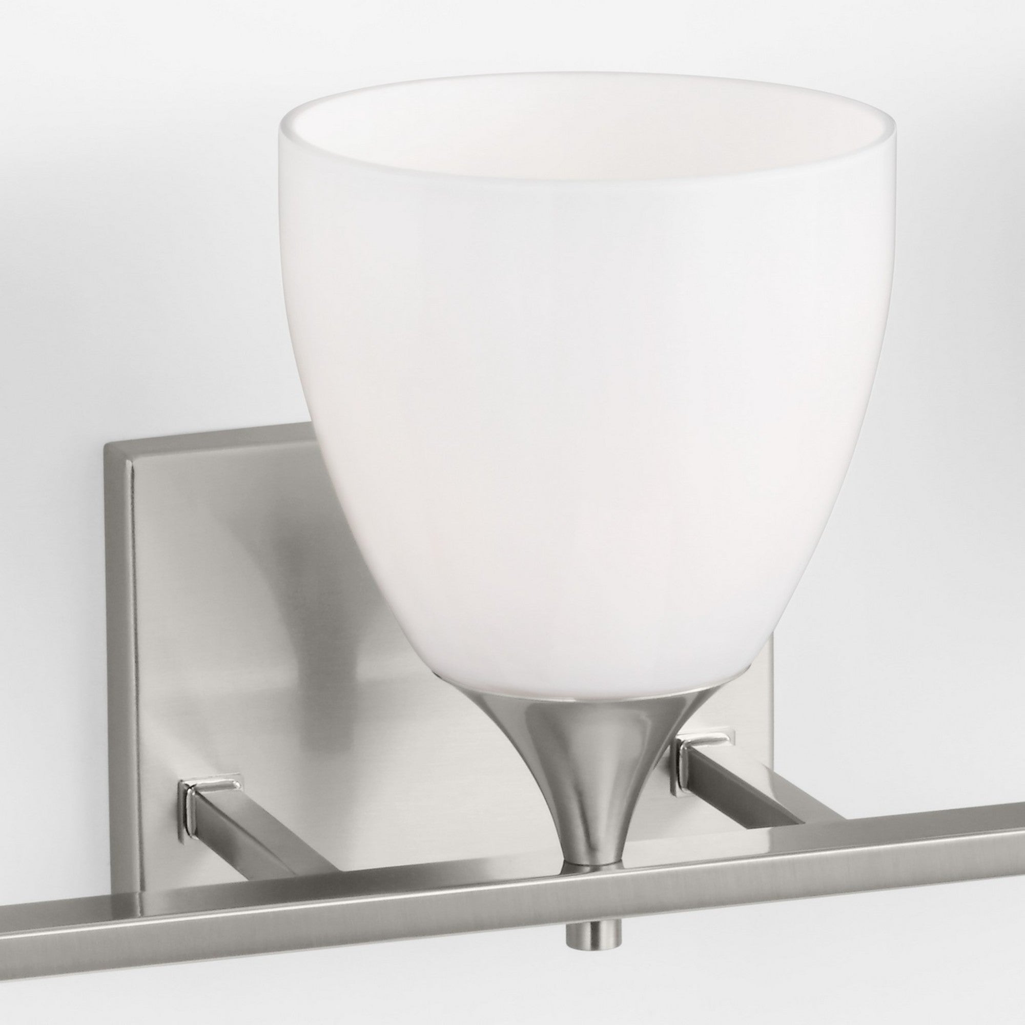 Toffino 26" 3-Light Bathroom Vanity, Brushed Steel Finish with Milk Glass - Bees Lighting