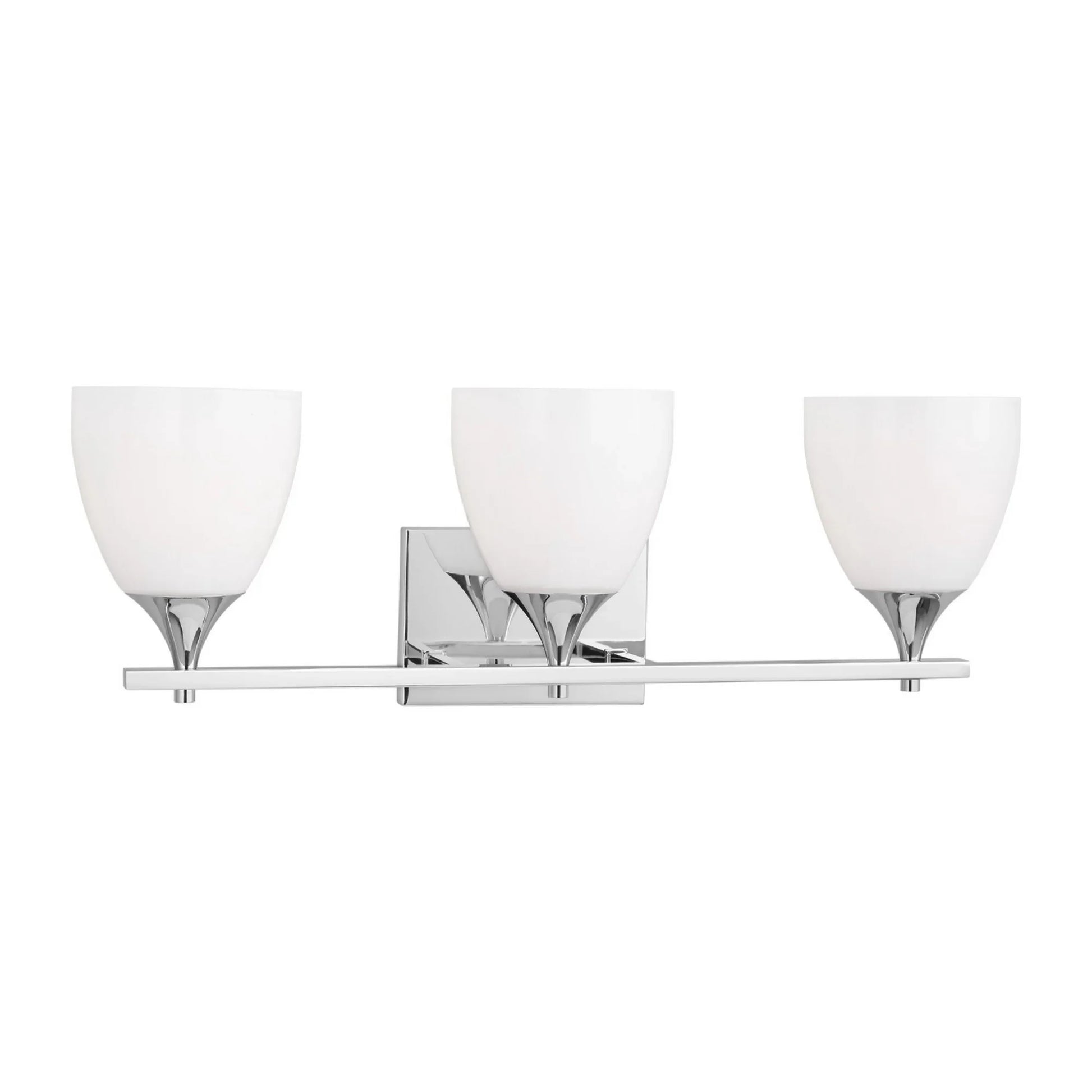 Toffino 26" 3-Light Bathroom Vanity, Chrome Finish with Milk Glass - Bees Lighting