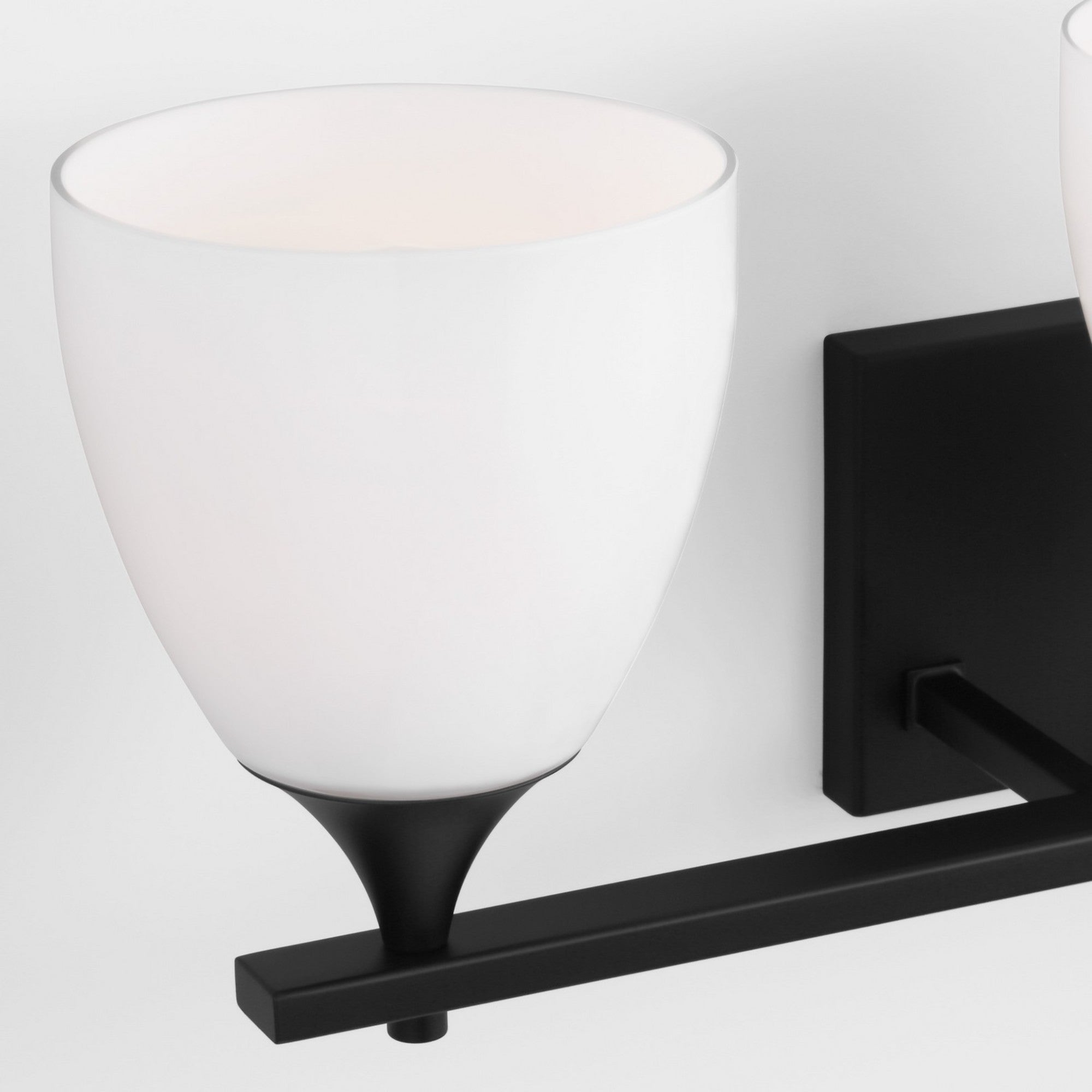 Toffino 26" 3-Light Bathroom Vanity, Midnight Black Finish with Milk Glass - Bees Lighting