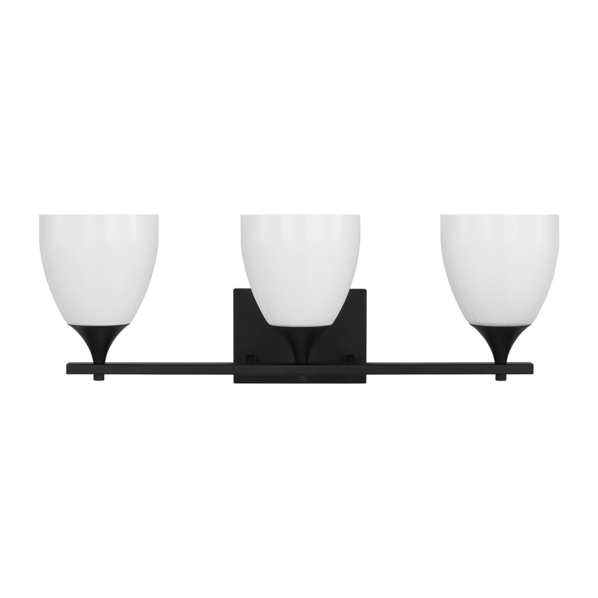 Toffino 26" 3-Light Bathroom Vanity, Midnight Black Finish with Milk Glass - Bees Lighting