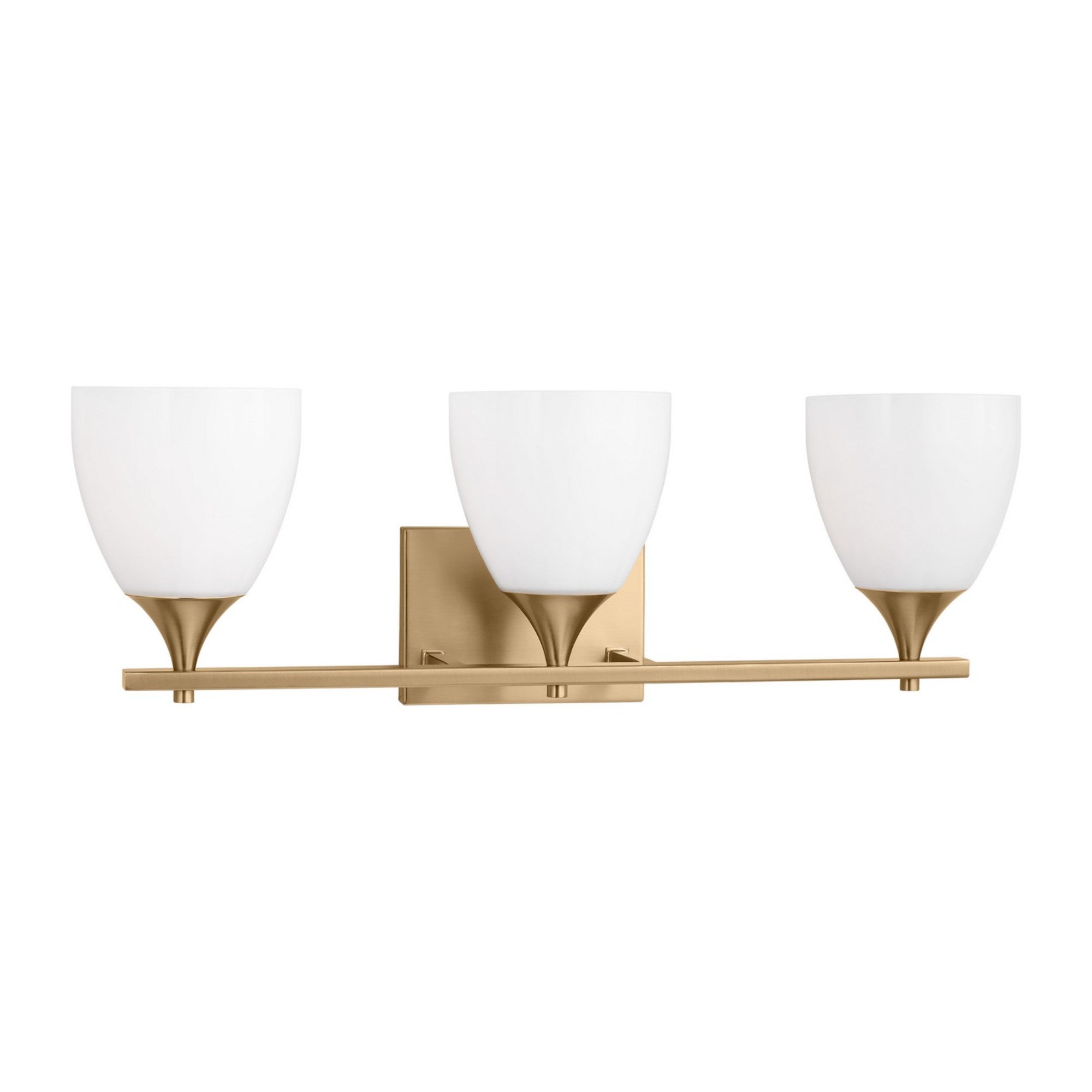 Toffino 26" 3-Light Bathroom Vanity, Satin Brass Finish with Milk Glass - Bees Lighting