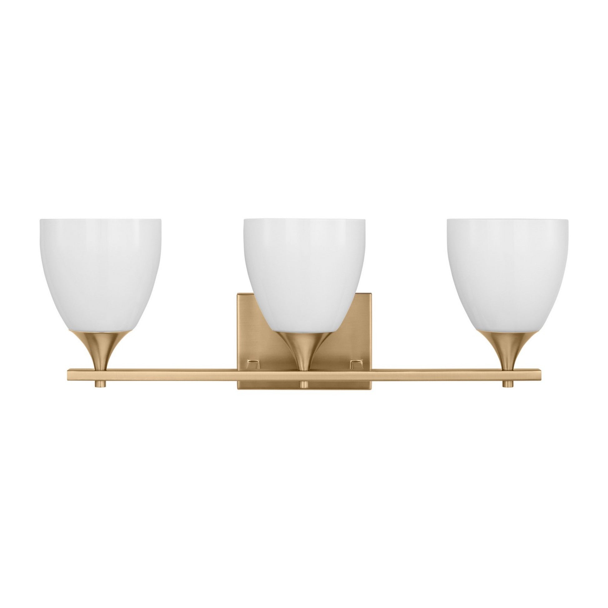 Toffino 26" 3-Light Bathroom Vanity, Satin Brass Finish with Milk Glass - Bees Lighting