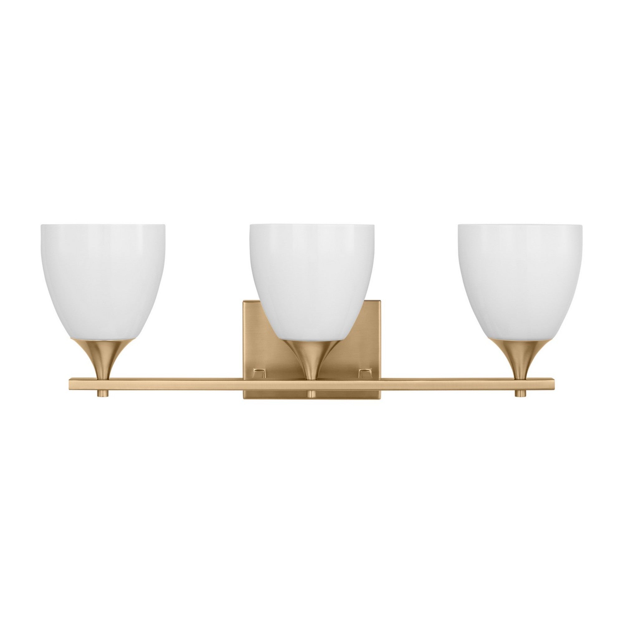 Toffino 26" 3-Light Bathroom Vanity, Satin Brass Finish with Milk Glass - Bees Lighting