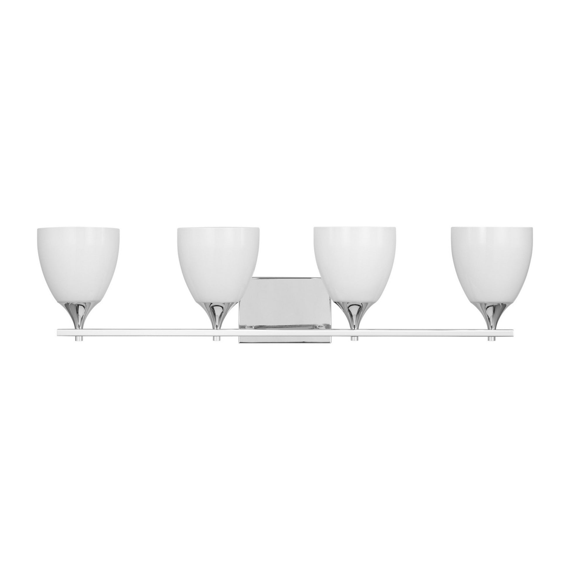 Toffino 36" 4-Light Bathroom Vanity, Chrome Finish with Milk Glass - Bees Lighting