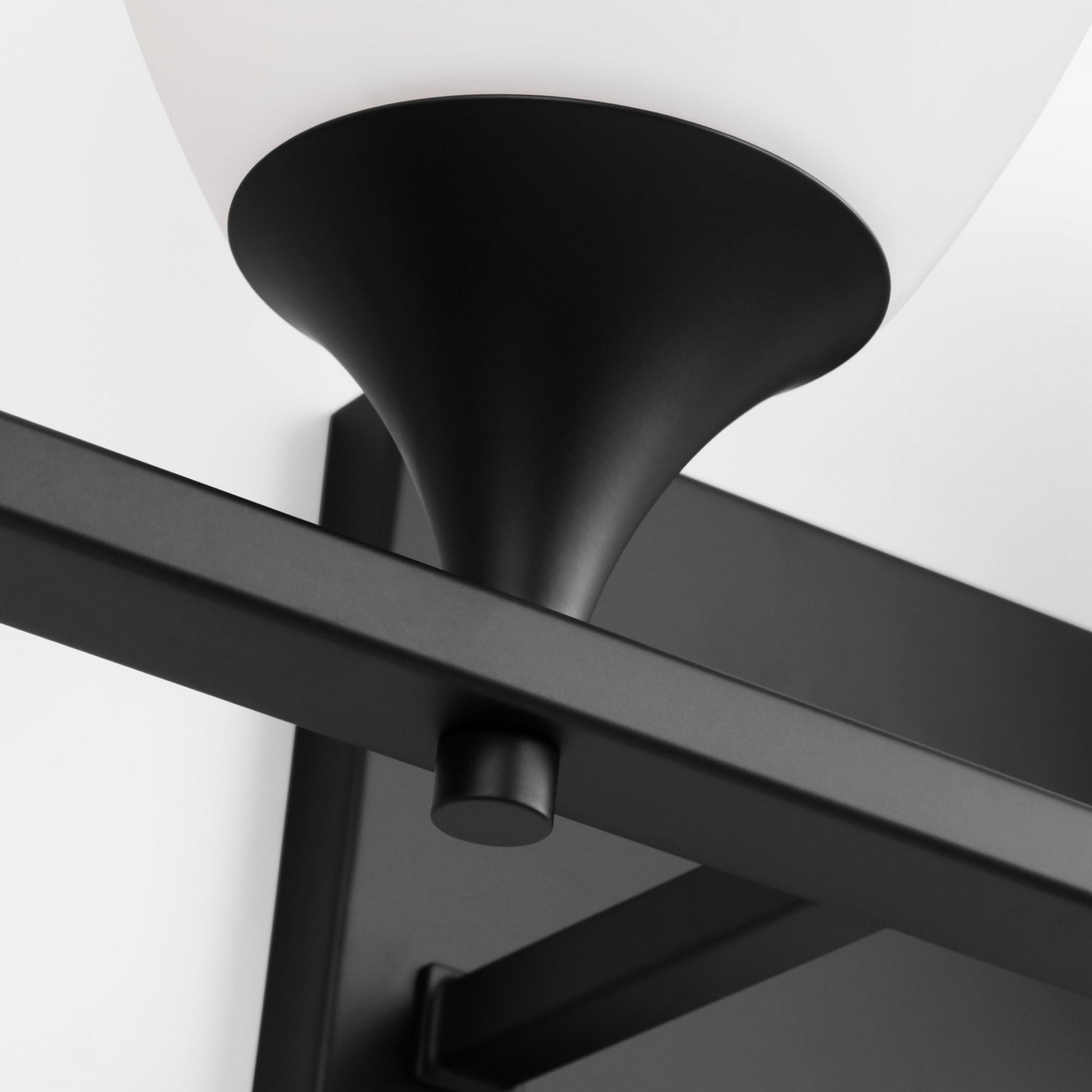 Toffino 36" 4-Light Bathroom Vanity, Midnight Black Finish with Milk Glass - Bees Lighting