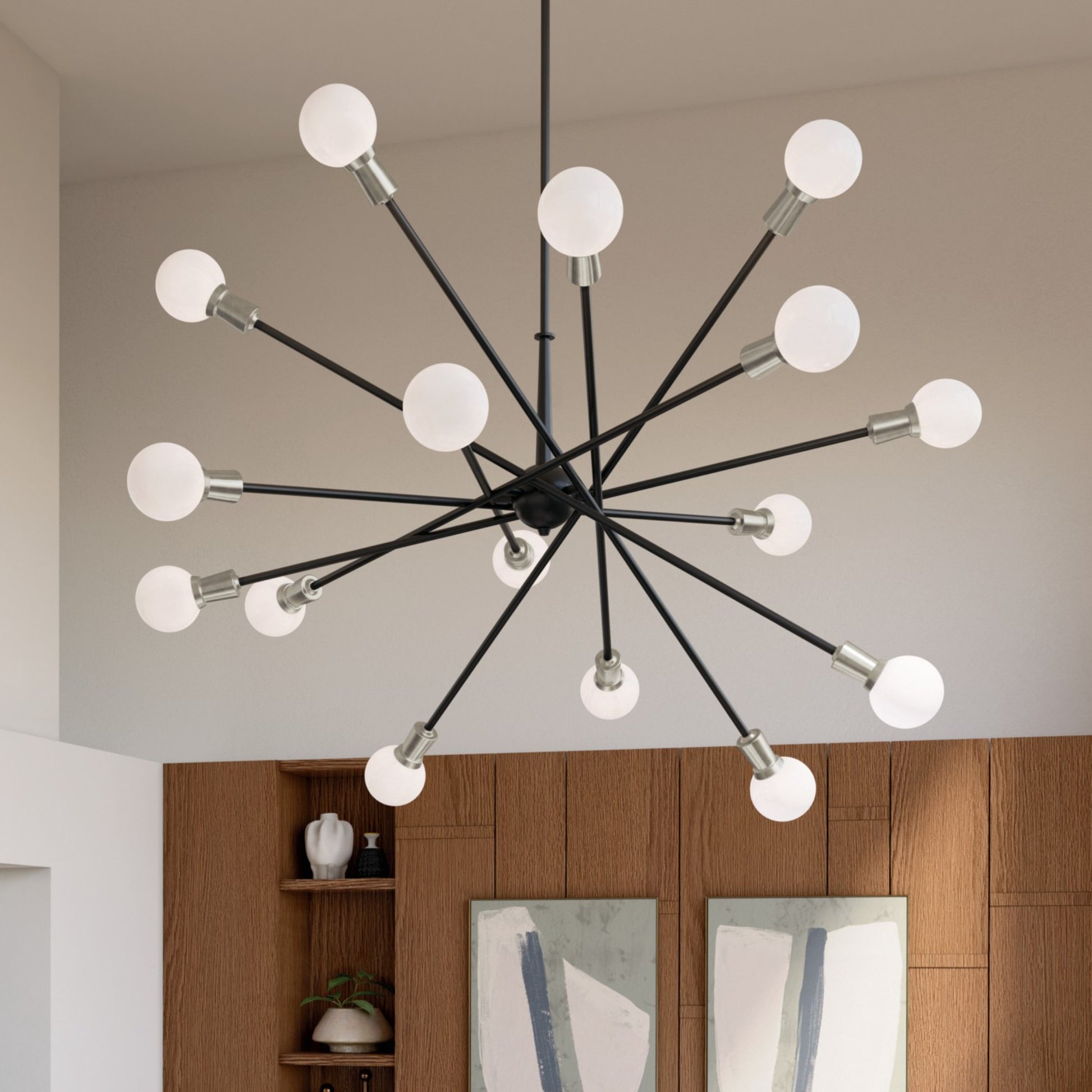 Armstrong 63" 16 Light Chandelier, Black Finish - Bees Lighting