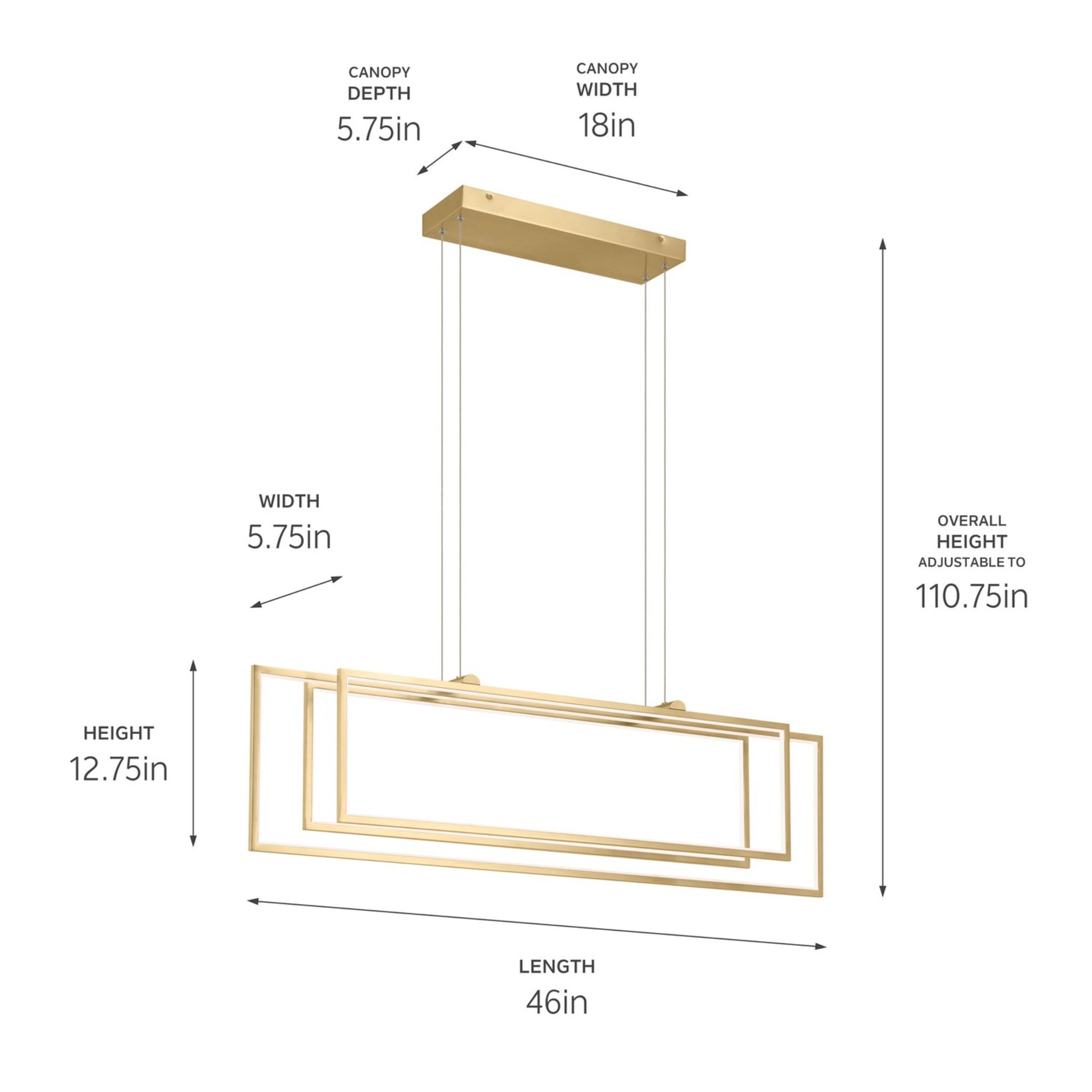Jestin 46" LED Linear Chandelier, Champagne Gold Finish - Bees Lighting