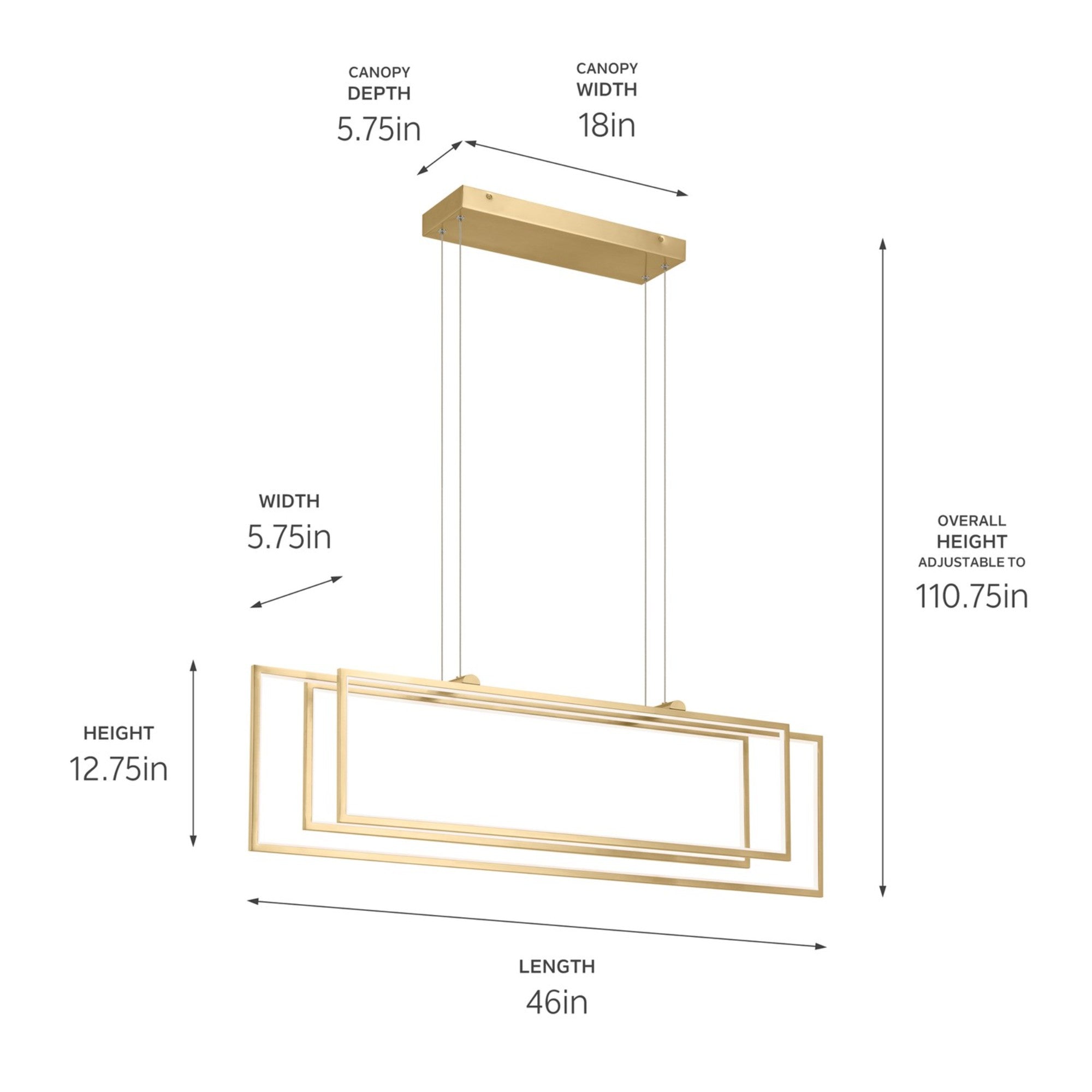 Jestin 46" LED Linear Chandelier, Champagne Gold Finish - Bees Lighting