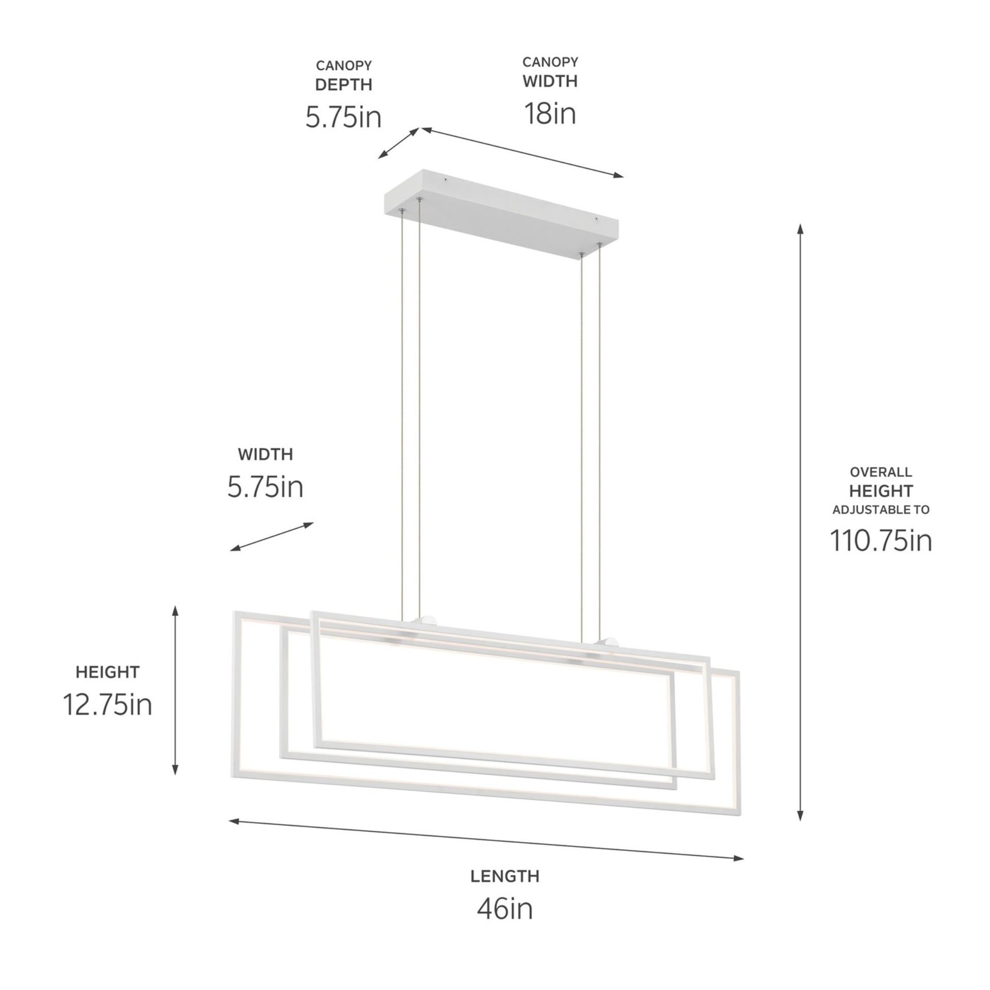 Jestin 46" LED Linear Chandelier, White Finish - Bees Lighting