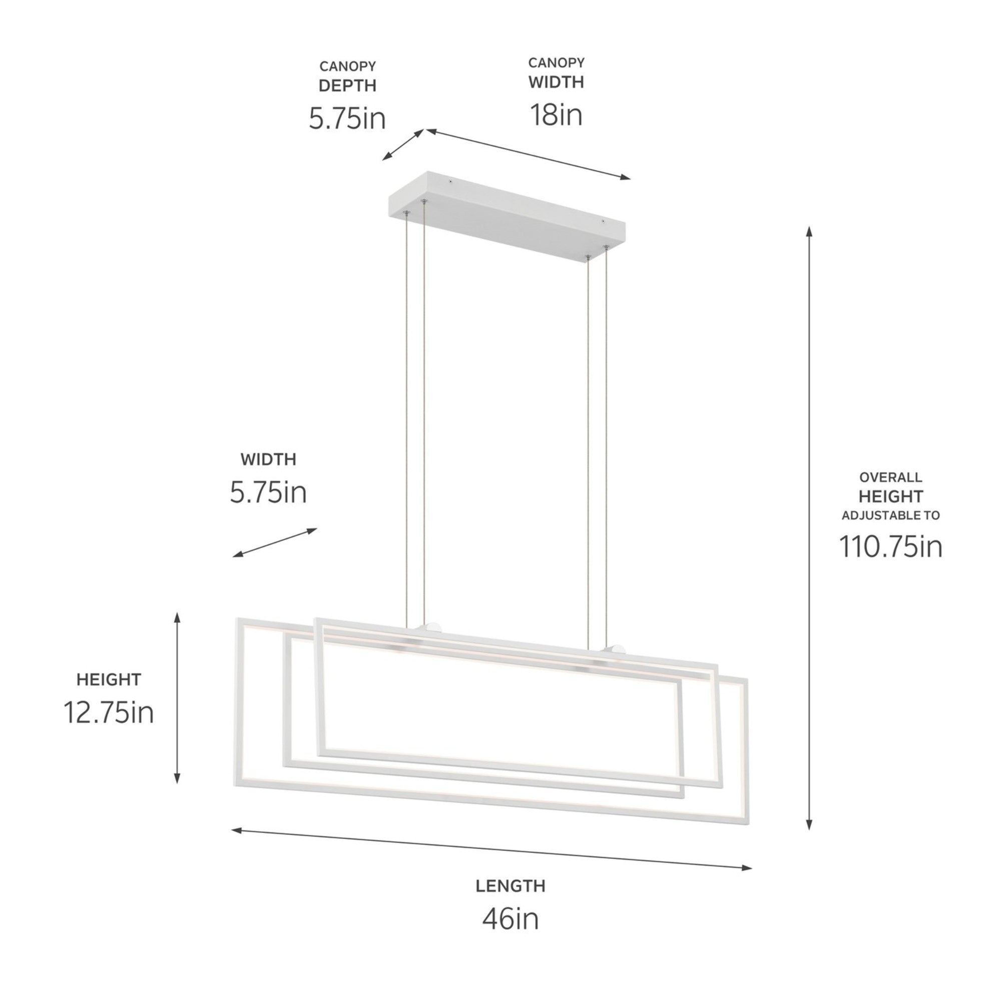 Jestin 46" LED Linear Chandelier, White Finish - Bees Lighting