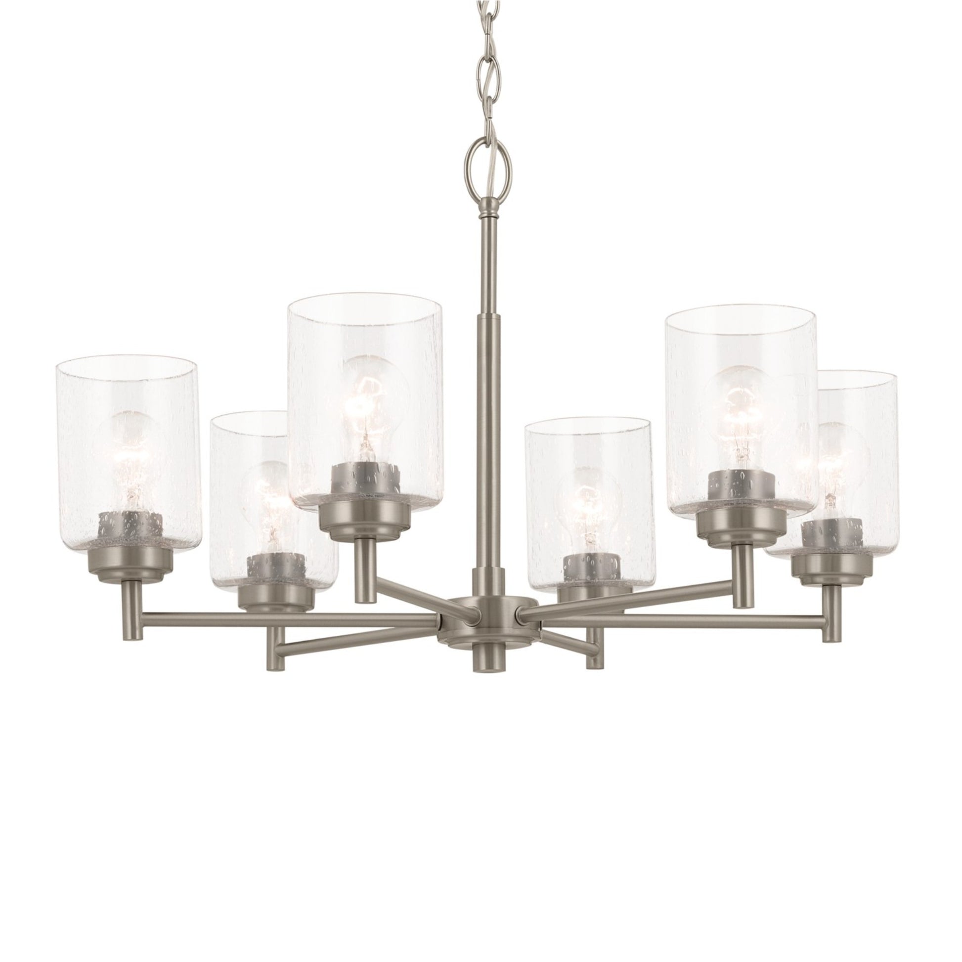 Winslow 26" 6-Light Chandelier, Brushed Nickel Finish - Bees Lighting