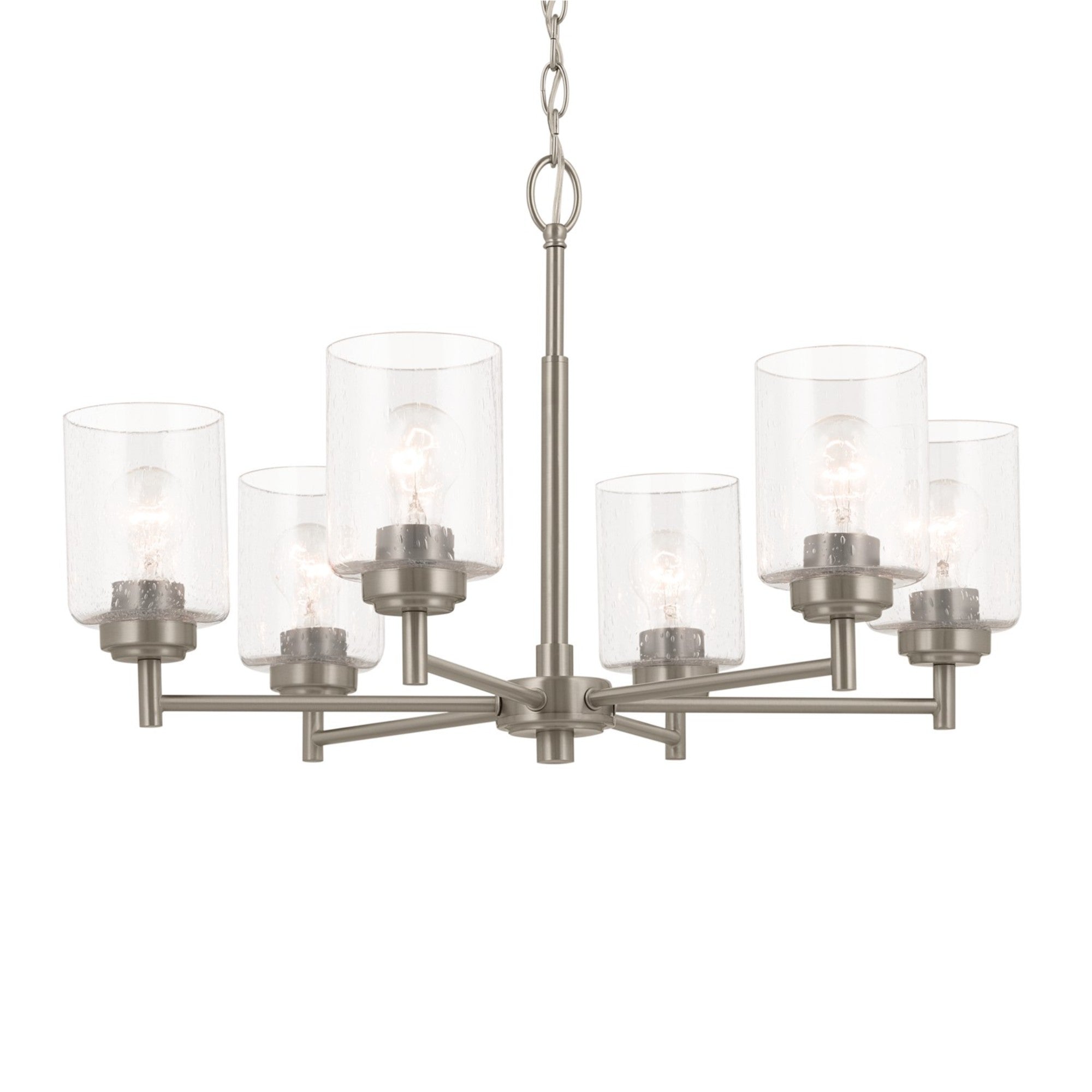 Winslow 26" 6-Light Chandelier, Brushed Nickel Finish - Bees Lighting