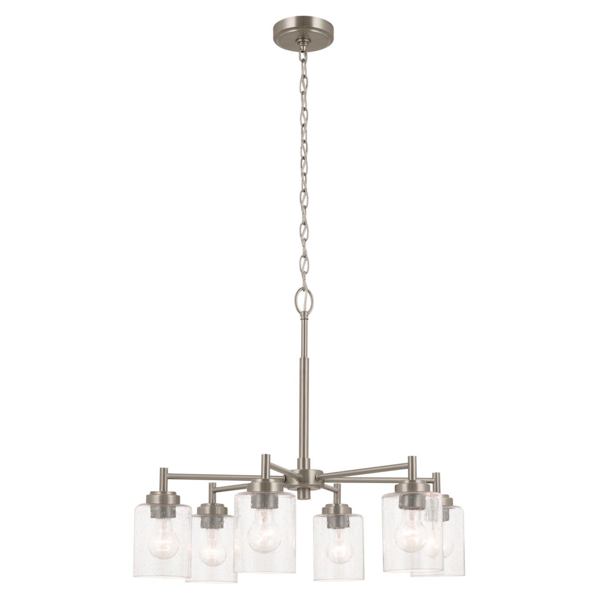 Winslow 26" 6-Light Chandelier, Brushed Nickel Finish - Bees Lighting