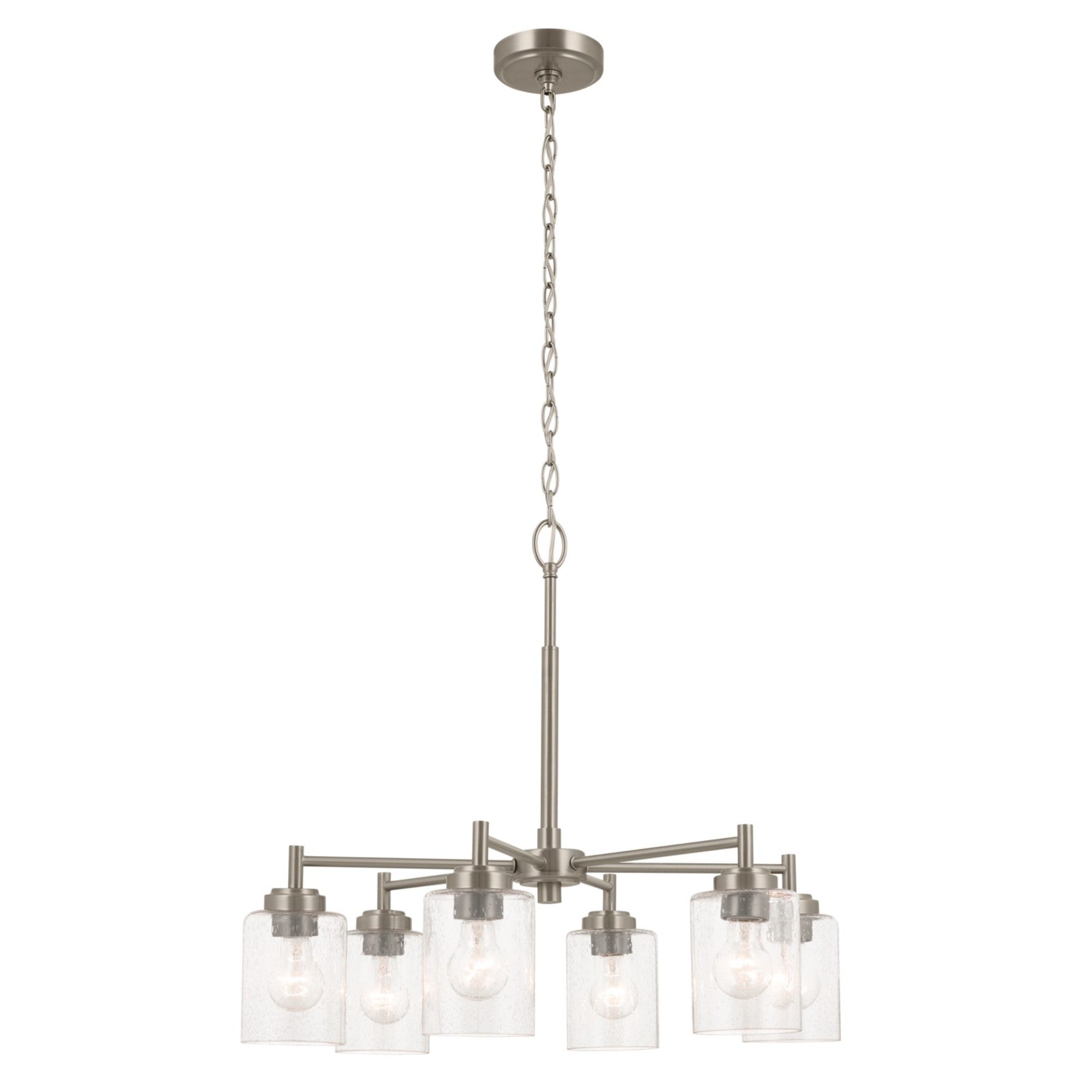 Winslow 26" 6-Light Chandelier, Brushed Nickel Finish - Bees Lighting