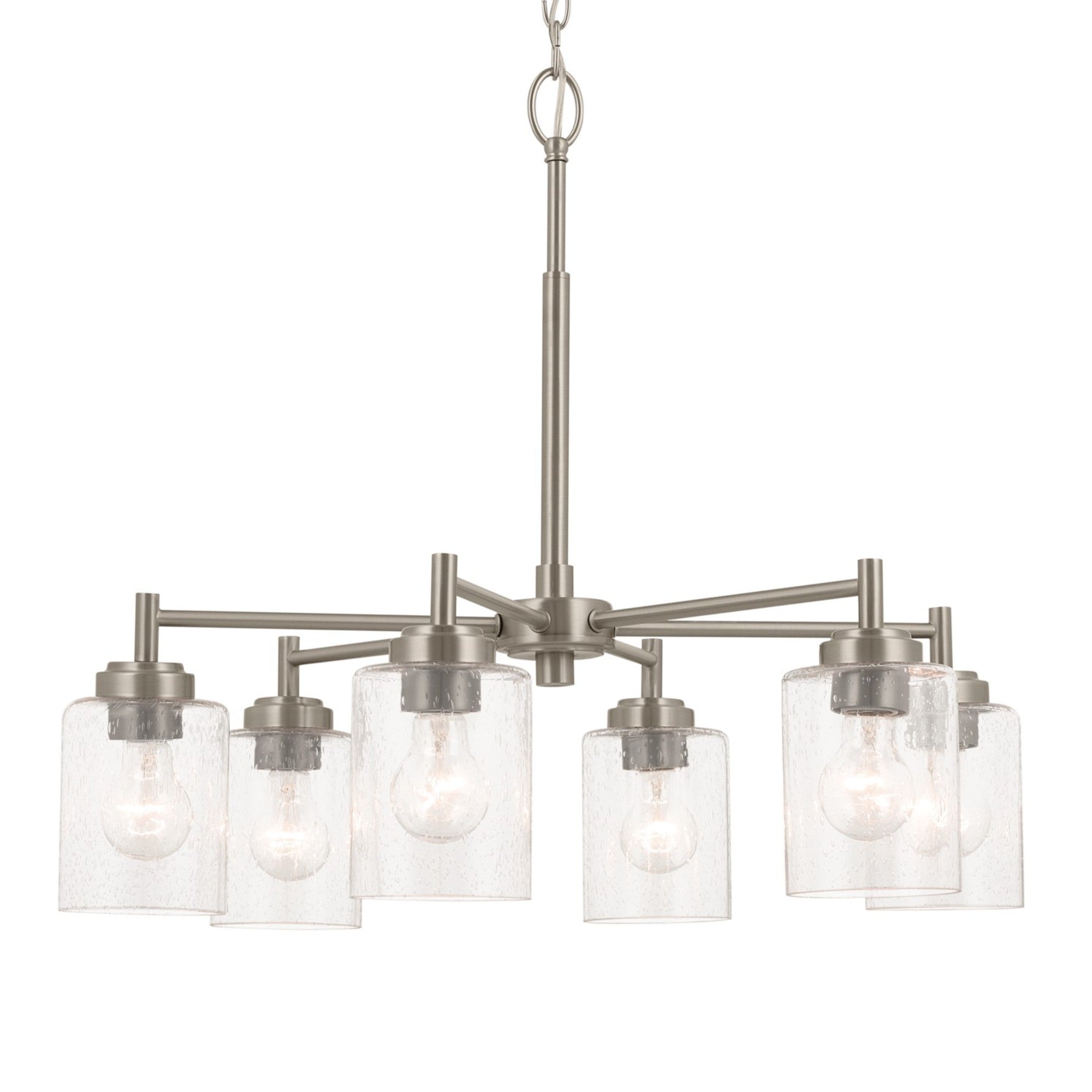Winslow 26" 6-Light Chandelier, Brushed Nickel Finish - Bees Lighting