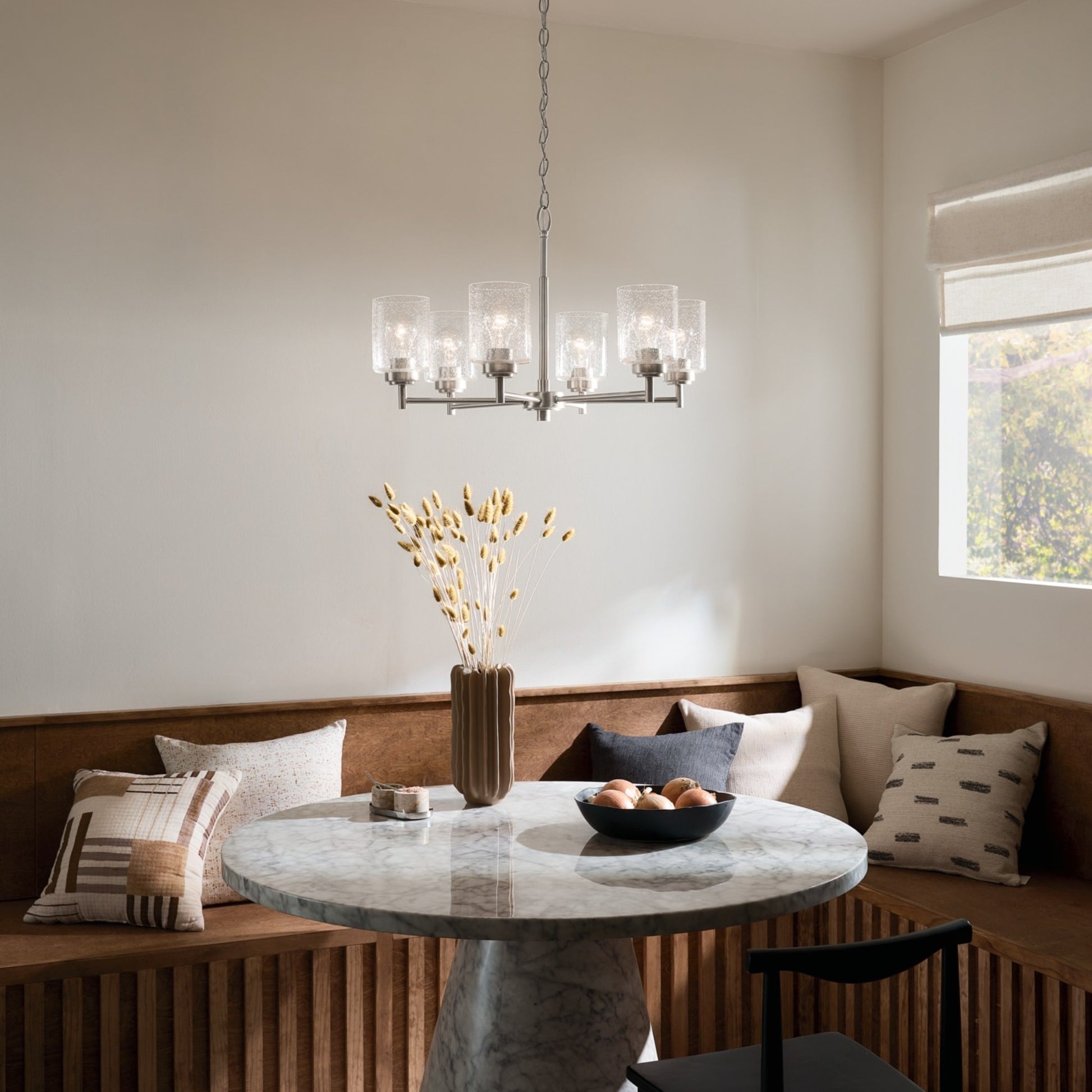 Winslow 26" 6-Light Chandelier, Brushed Nickel Finish - Bees Lighting