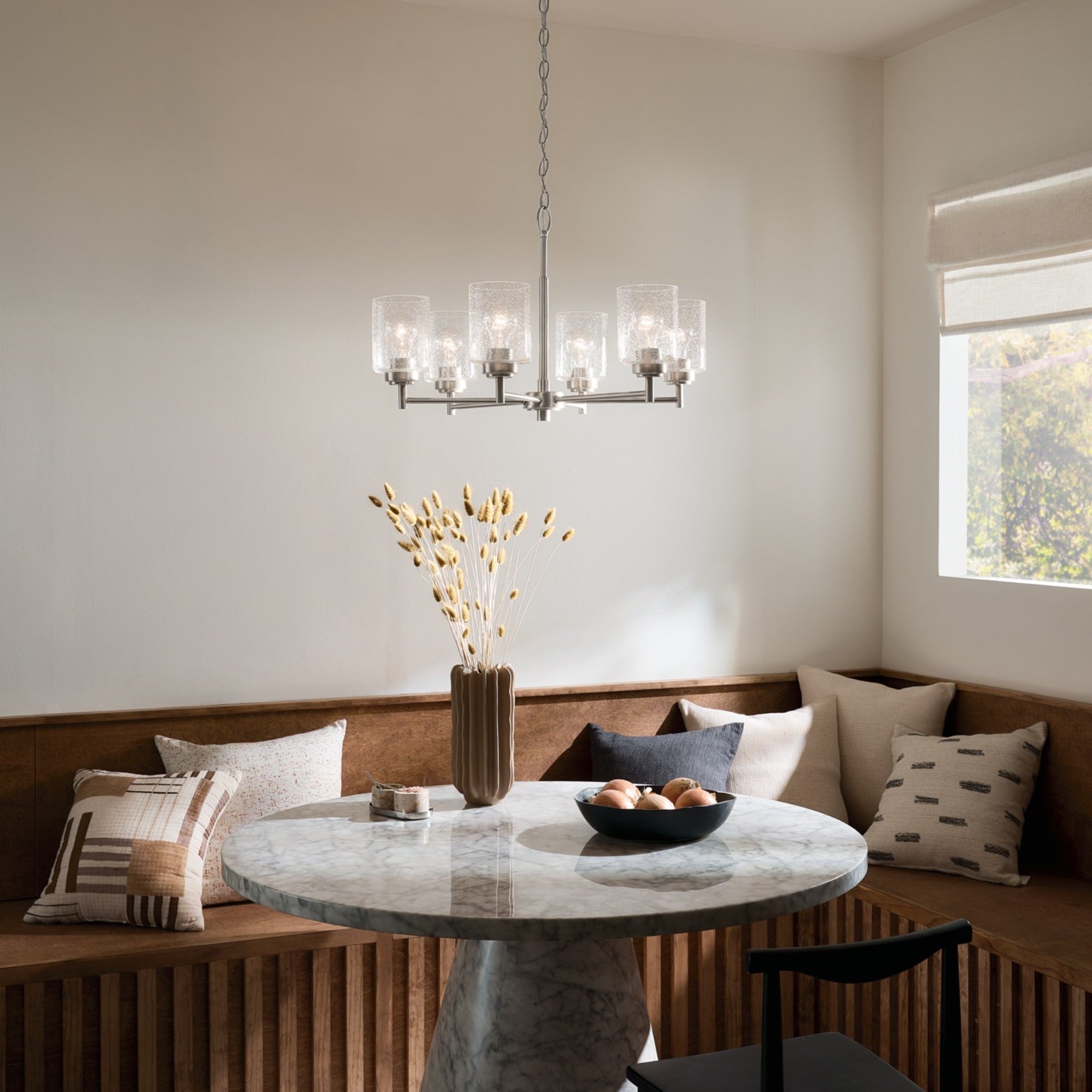 Winslow 26" 6-Light Chandelier, Brushed Nickel Finish - Bees Lighting