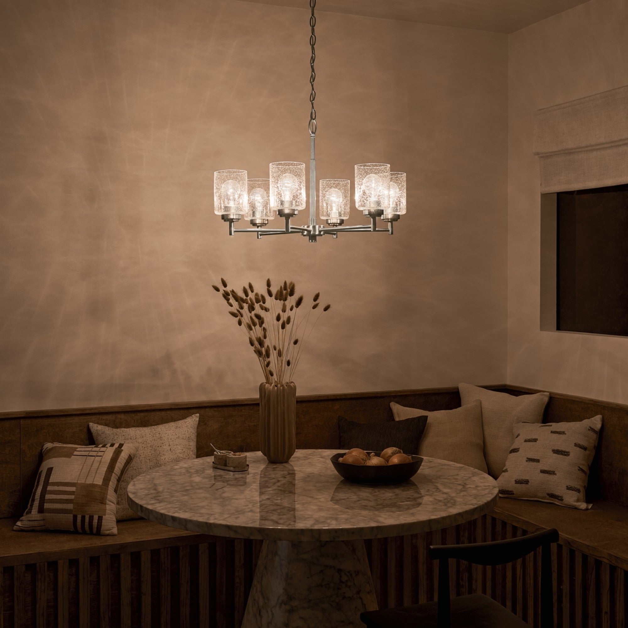 Winslow 26" 6-Light Chandelier, Brushed Nickel Finish - Bees Lighting
