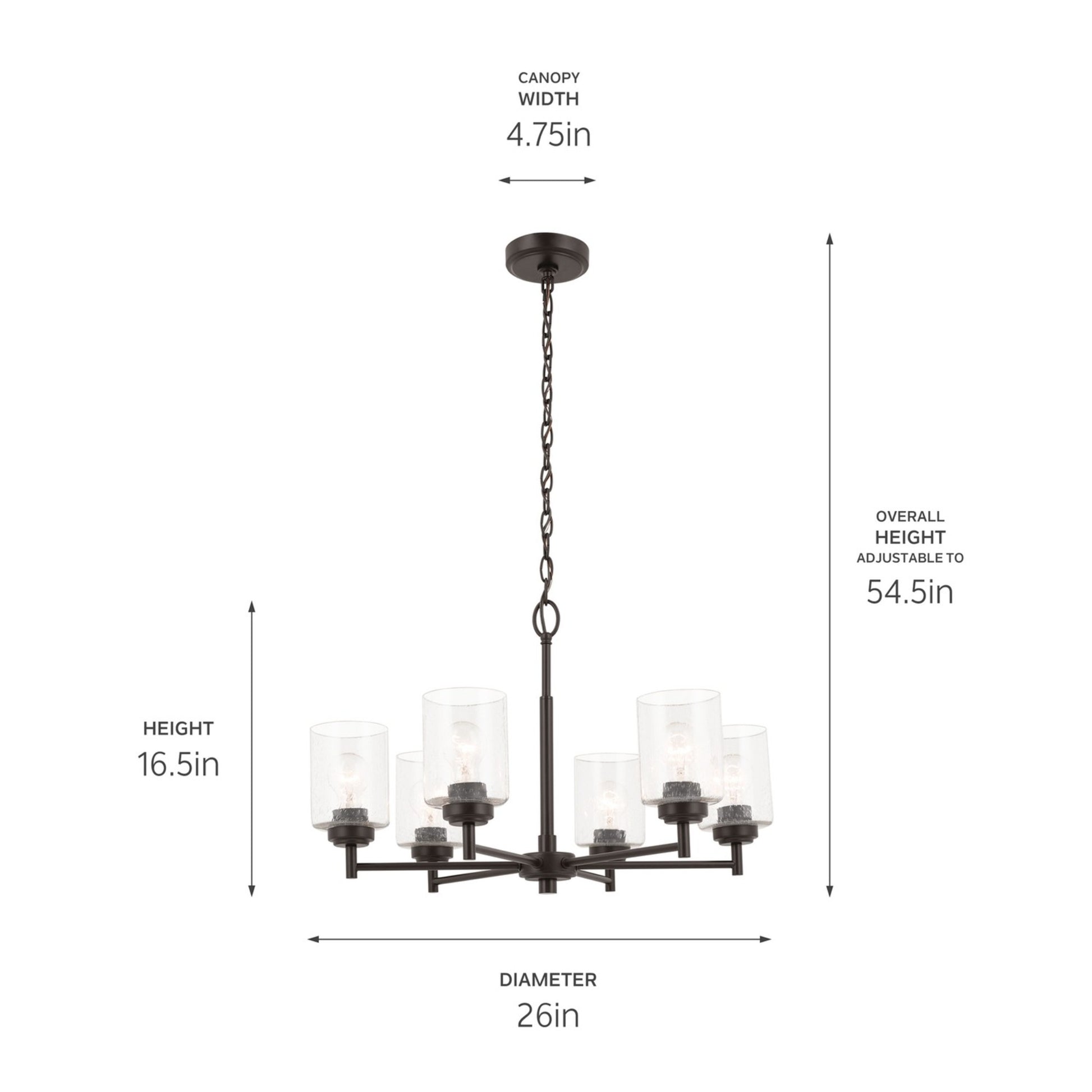 Winslow 26" 6-Light Chandelier, Bronze Finish - Bees Lighting