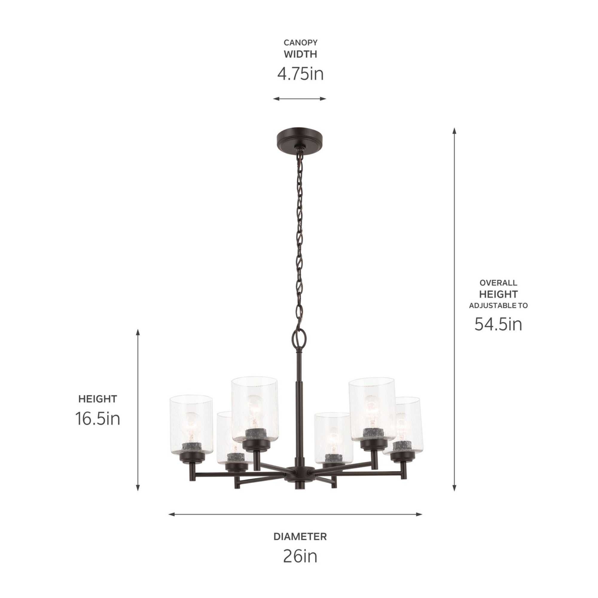 Winslow 26" 6-Light Chandelier, Bronze Finish - Bees Lighting