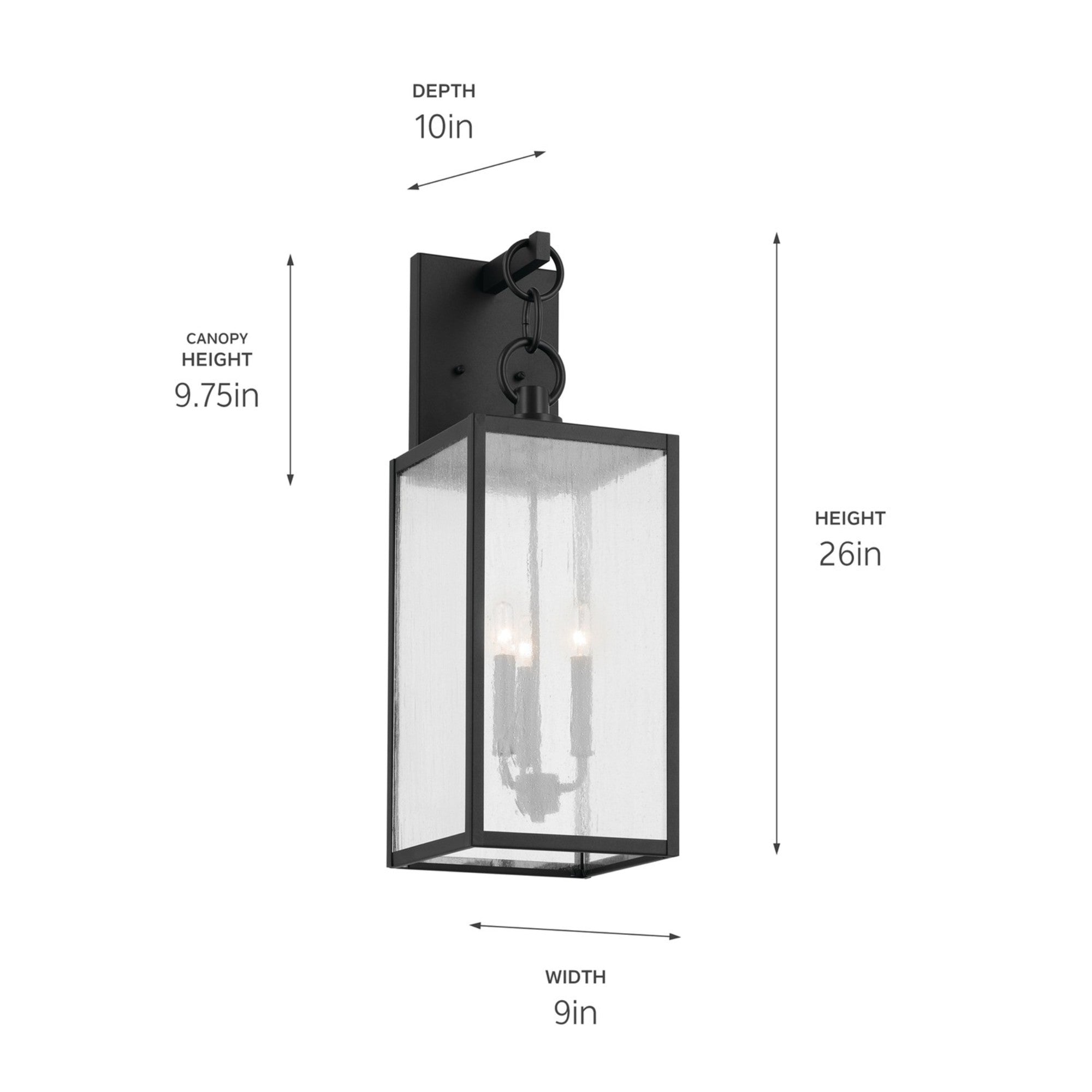 Lahden 26" 3-Light Outdoor Wall Light, Black Finish - Bees Lighting