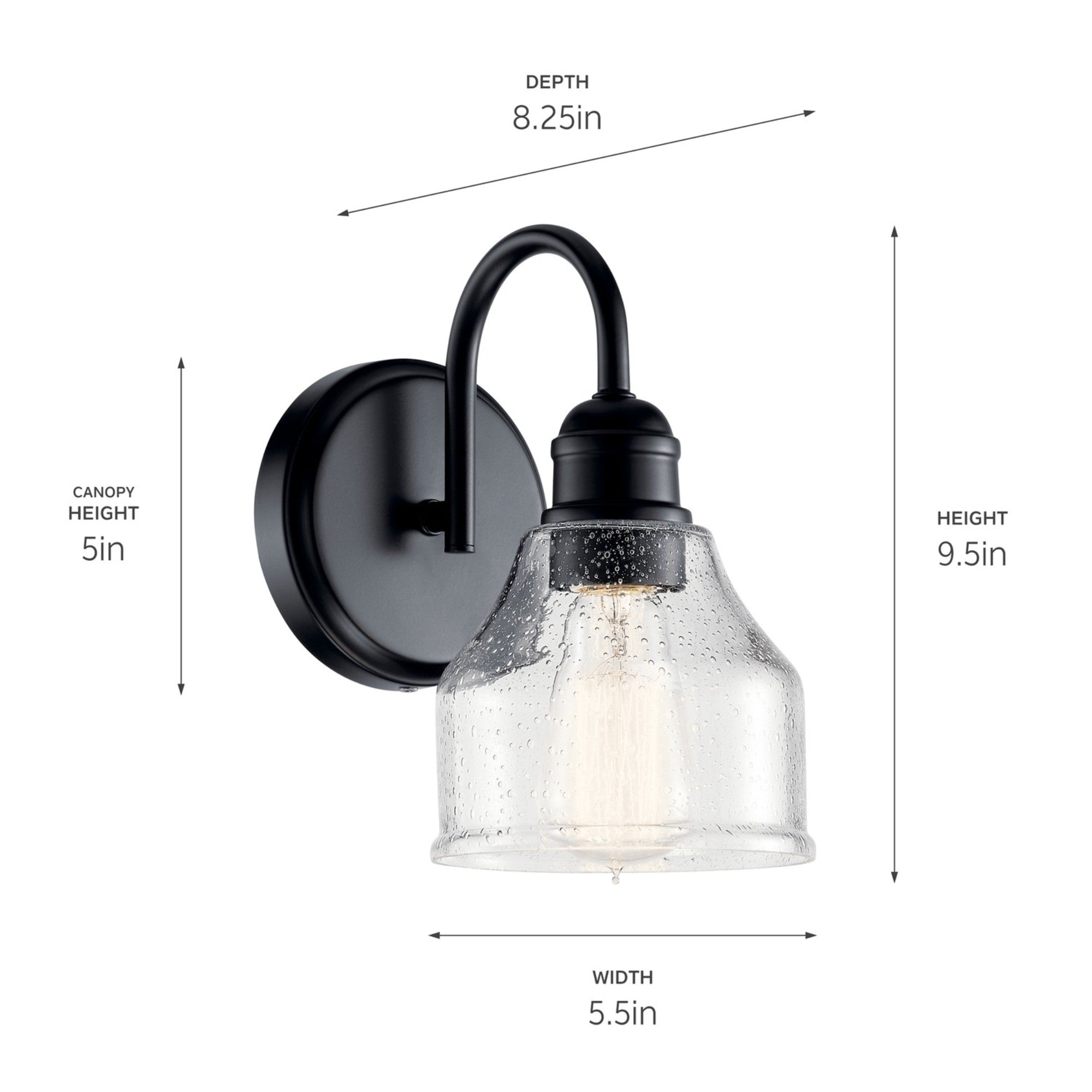Avery 10" Wall Sconce, Black Finish - Bees Lighting