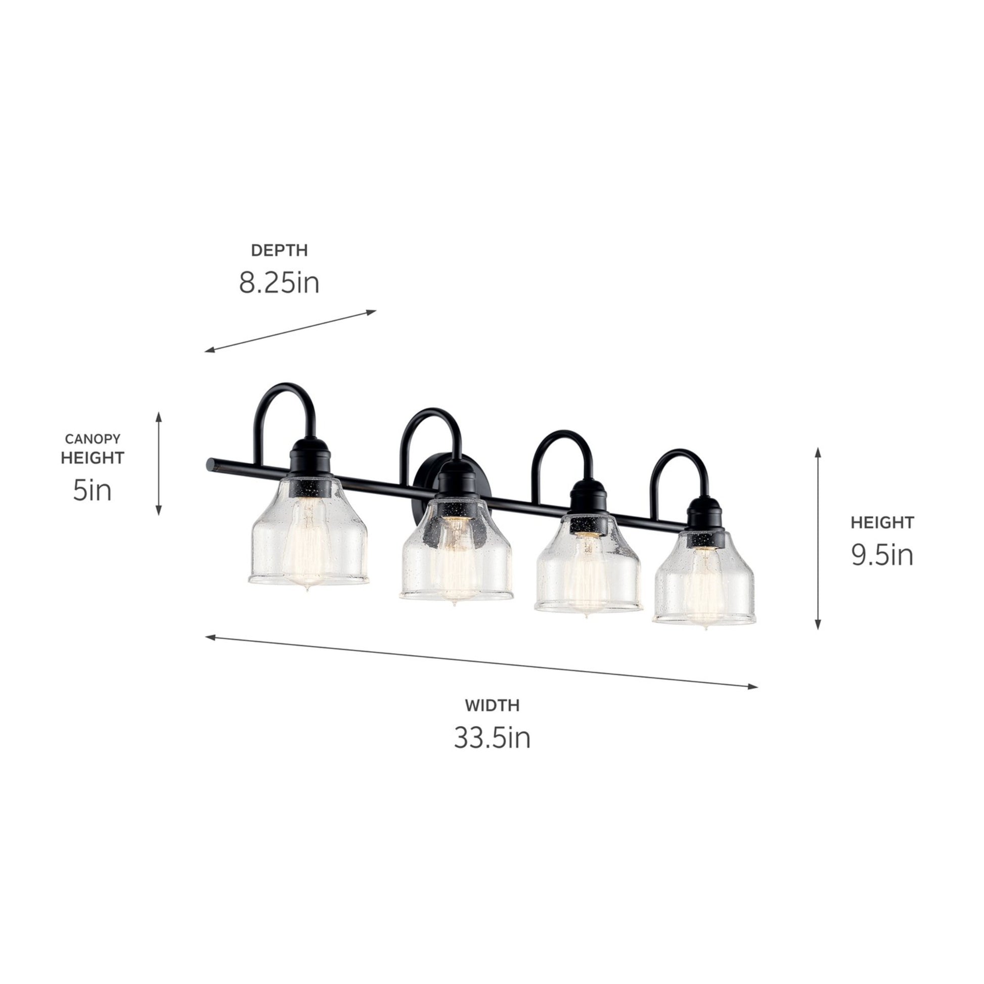 Avery 34" 4-Light Bath Vanity Light, Black Finish - Bees Lighting