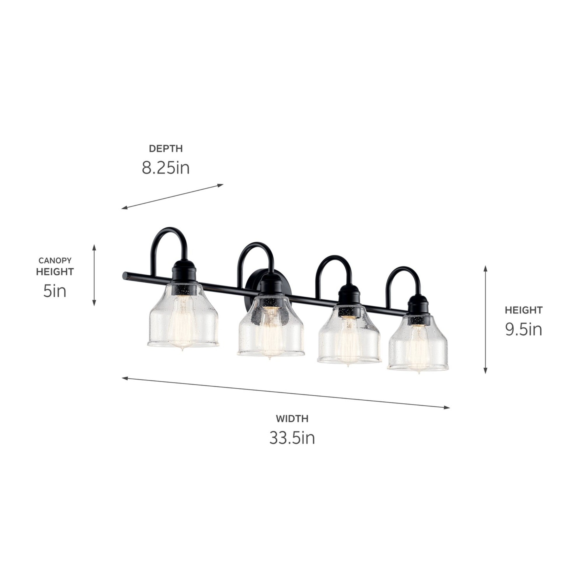 Avery 34" 4-Light Bath Vanity Light, Black Finish - Bees Lighting
