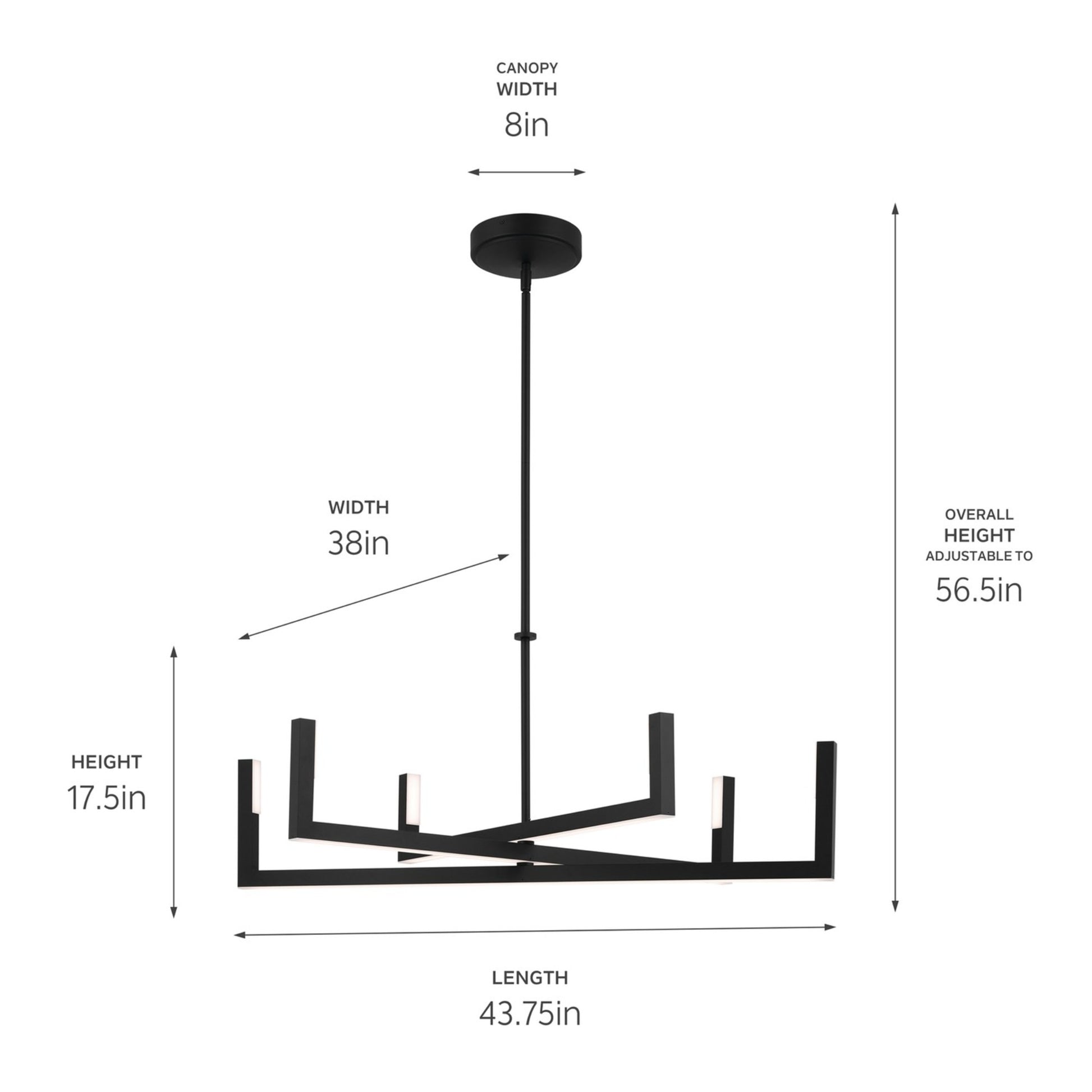 Priam 44" LED Chandelier, Matte Black Finish - Bees Lighting