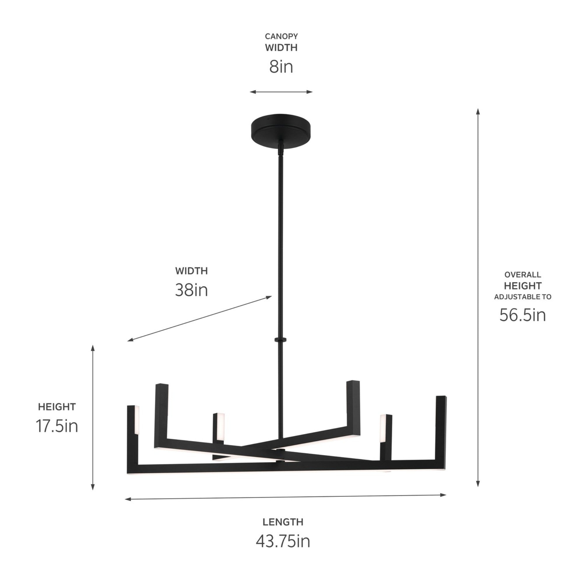 Priam 44" LED Chandelier, Matte Black Finish - Bees Lighting